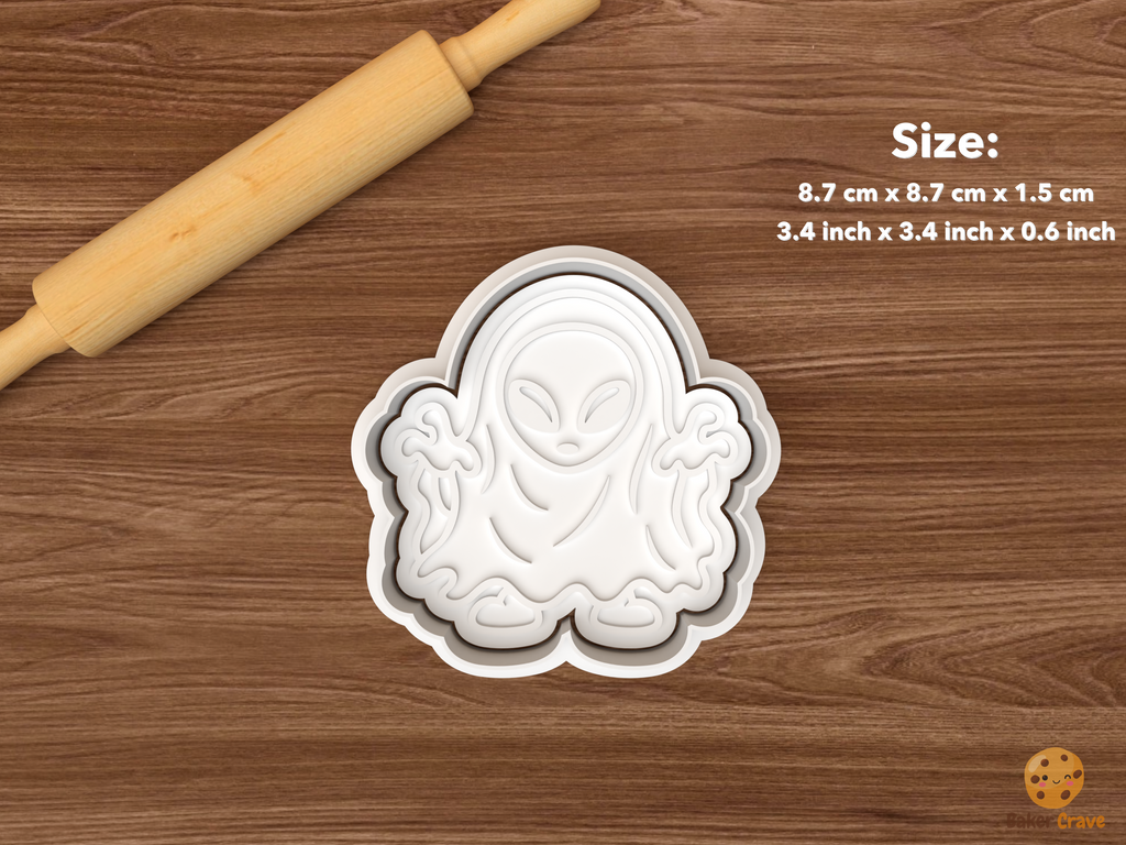 Halloween Alien Cookie Cutter Set STL File - single alien ghost