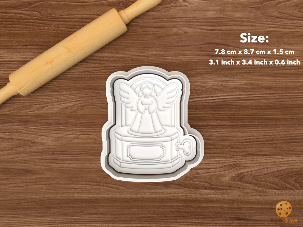 Christmas Music Box Cookie Cutter Set STL File - single angel music box
