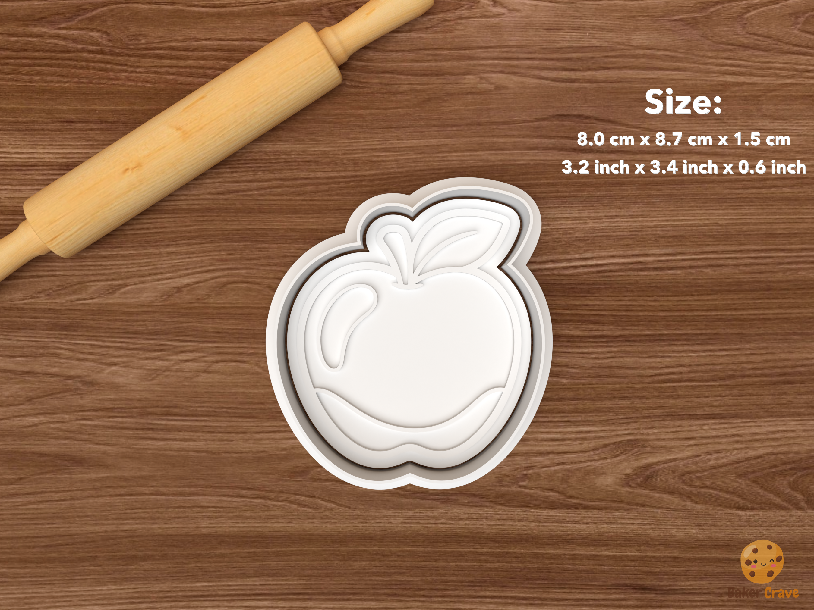 Rosh Hashanah Cookie Cutter Set STL File - single apple