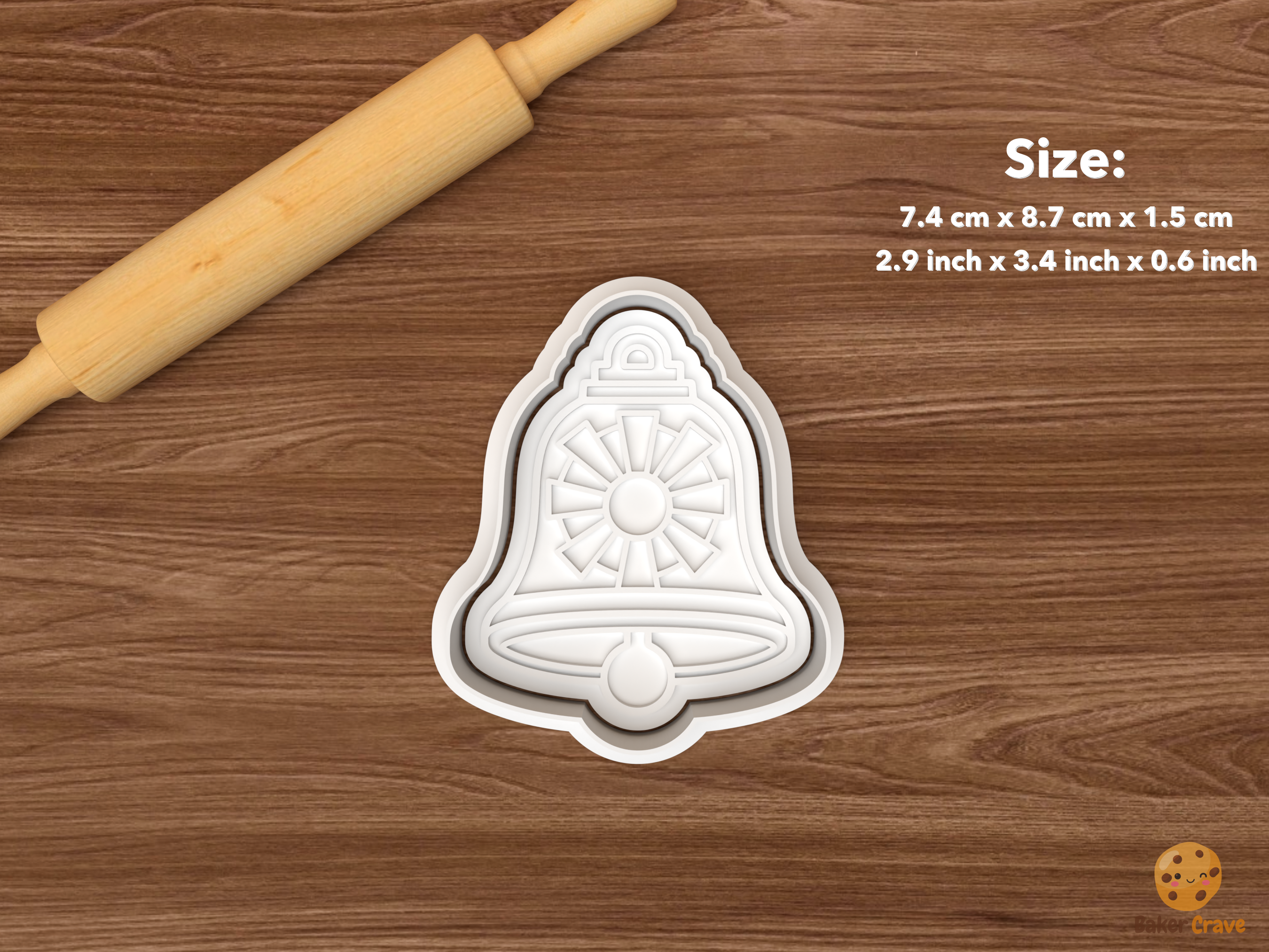 Neodeco Christmas Cookie Cutter Set STL File - single art deco bell