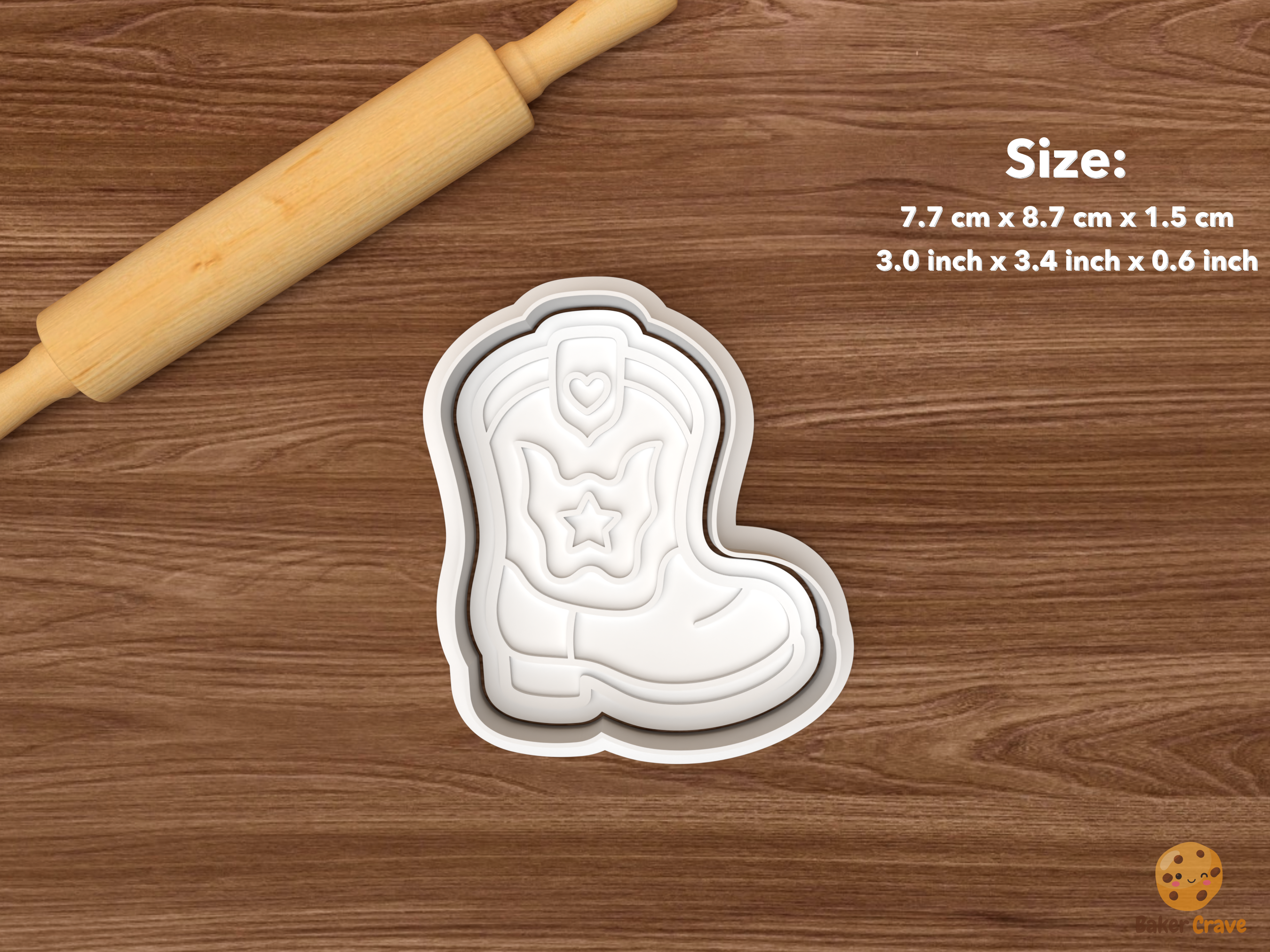 Western Baby Shower Cookie Cutter Set STL File - single baby boot