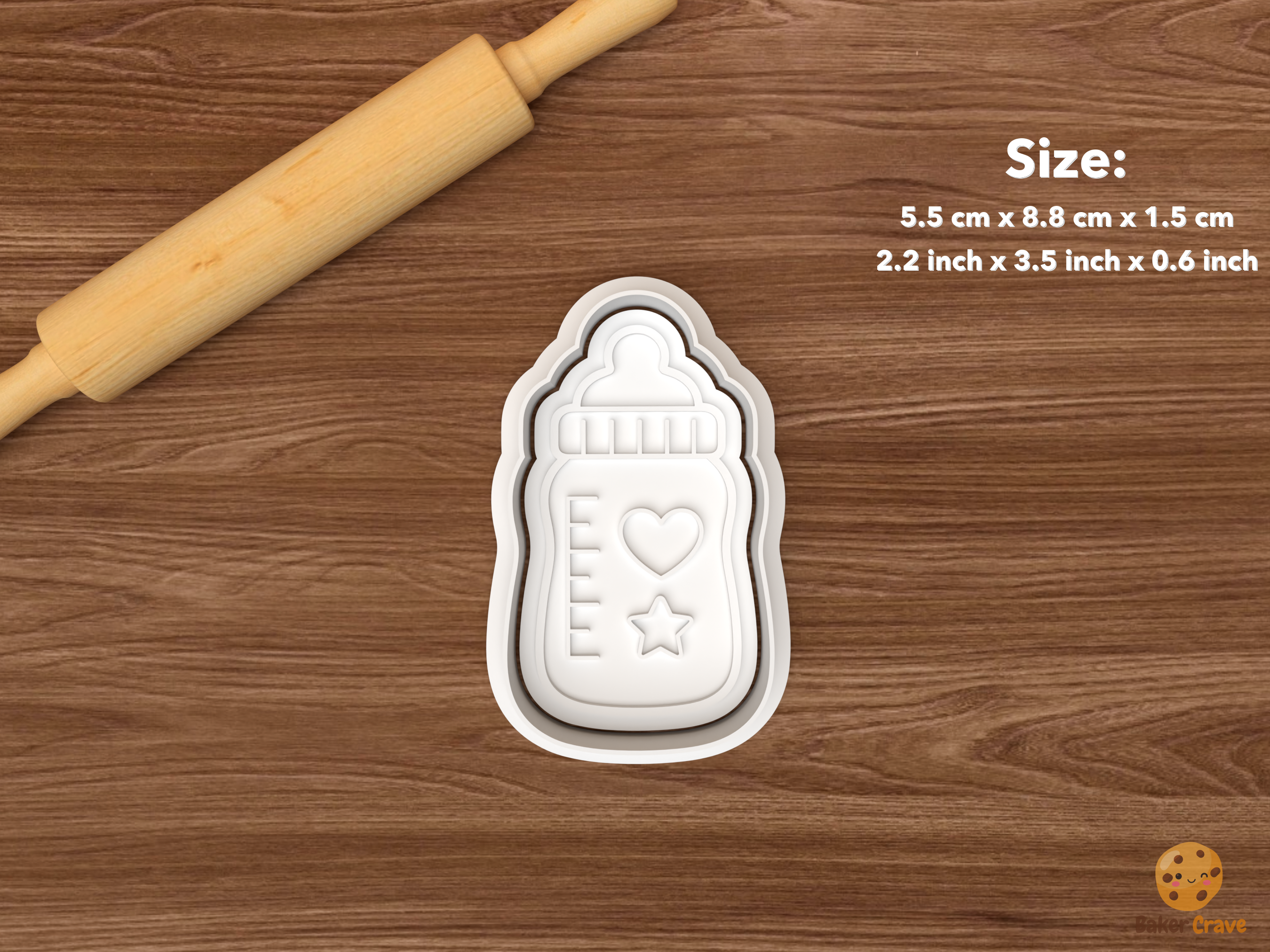 Boy Or Girl Gender Reveal Cookie Cutter Set STL File - single baby bottle