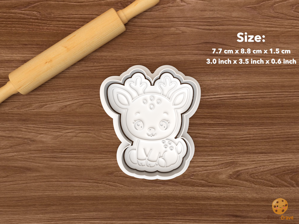 Cute Woodland Baby Animals Cookie Cutter Set STL File - single baby deer