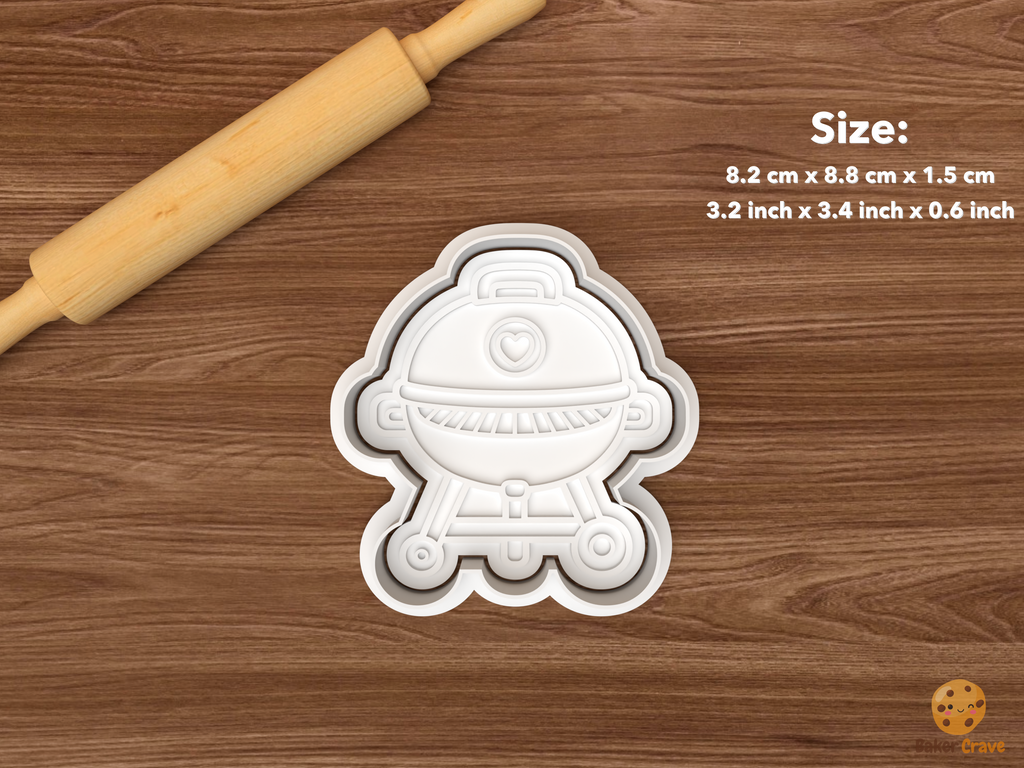 Baby BBQ Cookie Cutter Set STL File - single baby grill
