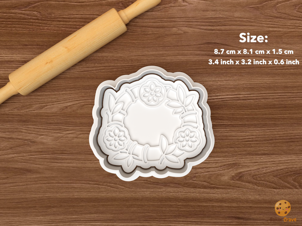 Chinoiserie Christmas Cookie Cutter Set STL File - single bamboo wreath