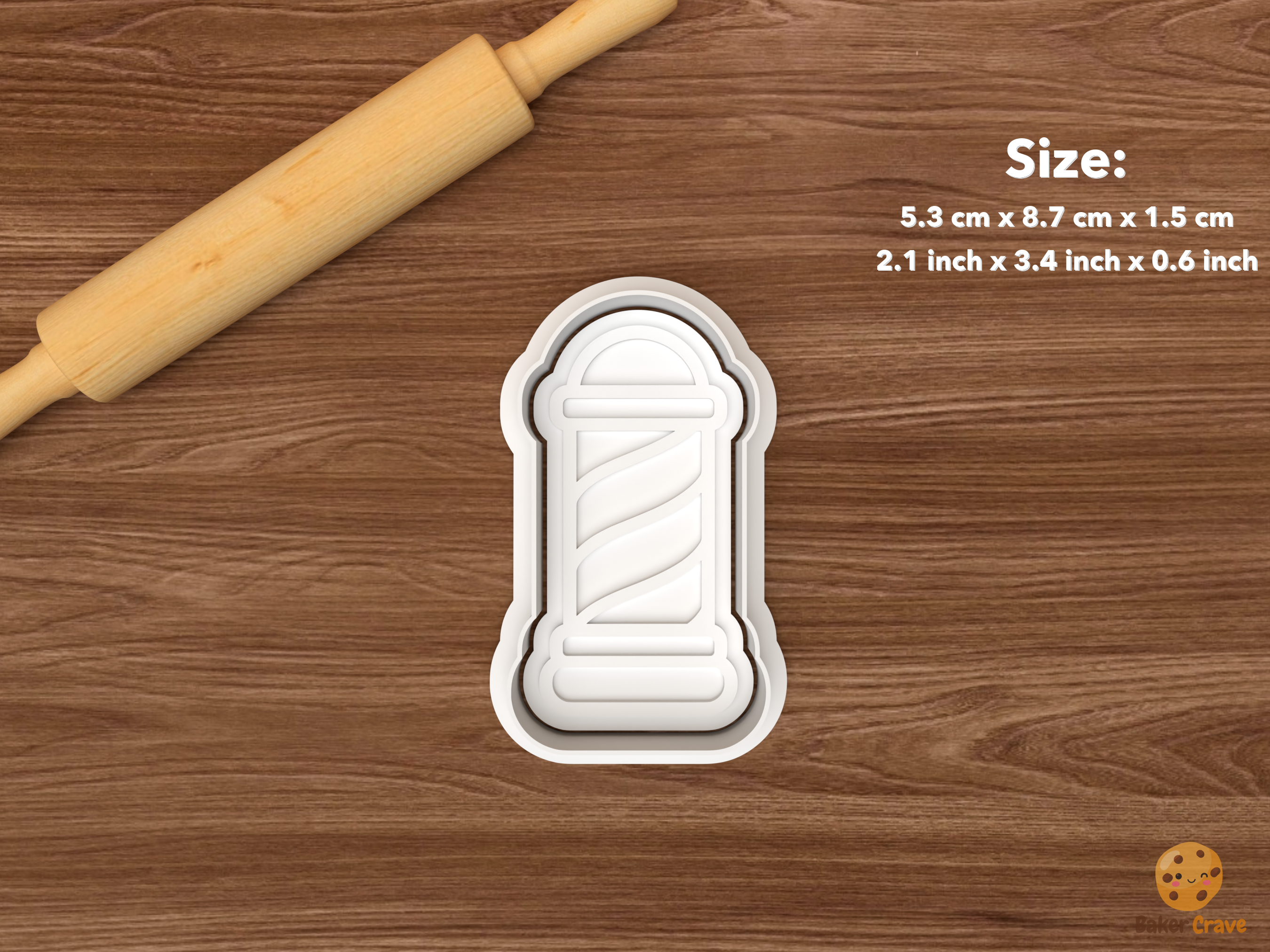Barber Beard Cookie Cutter Set STL File - single barber pole