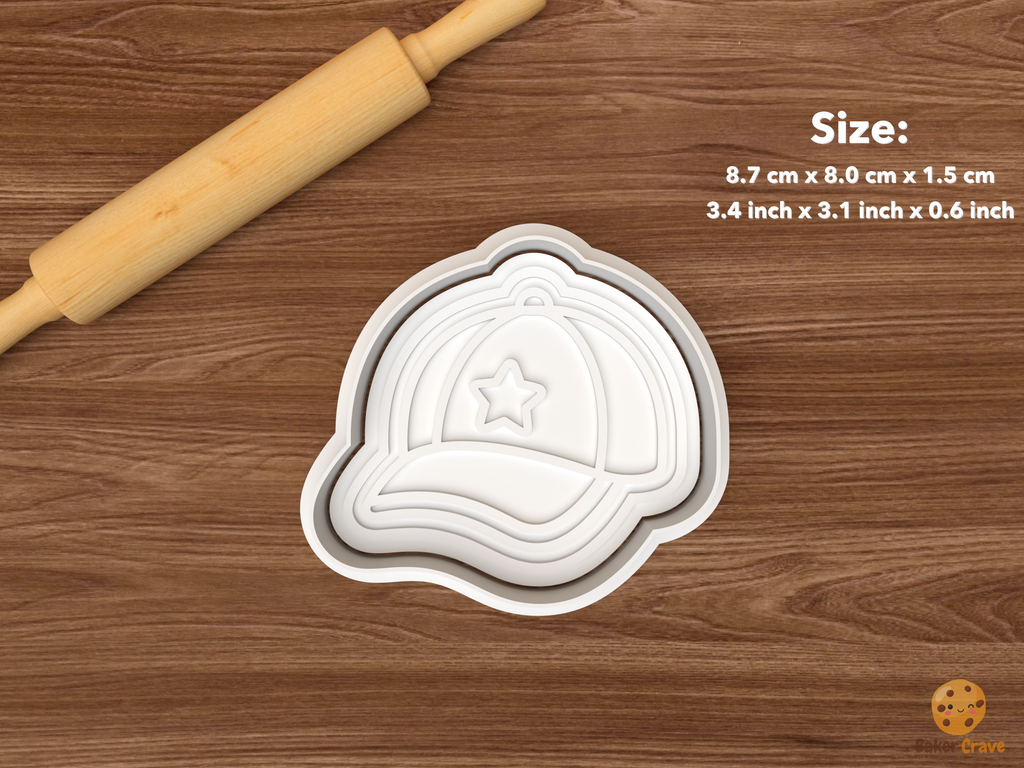 Baseball First Birthday Cookie Cutter Set STL File - single baseball cap