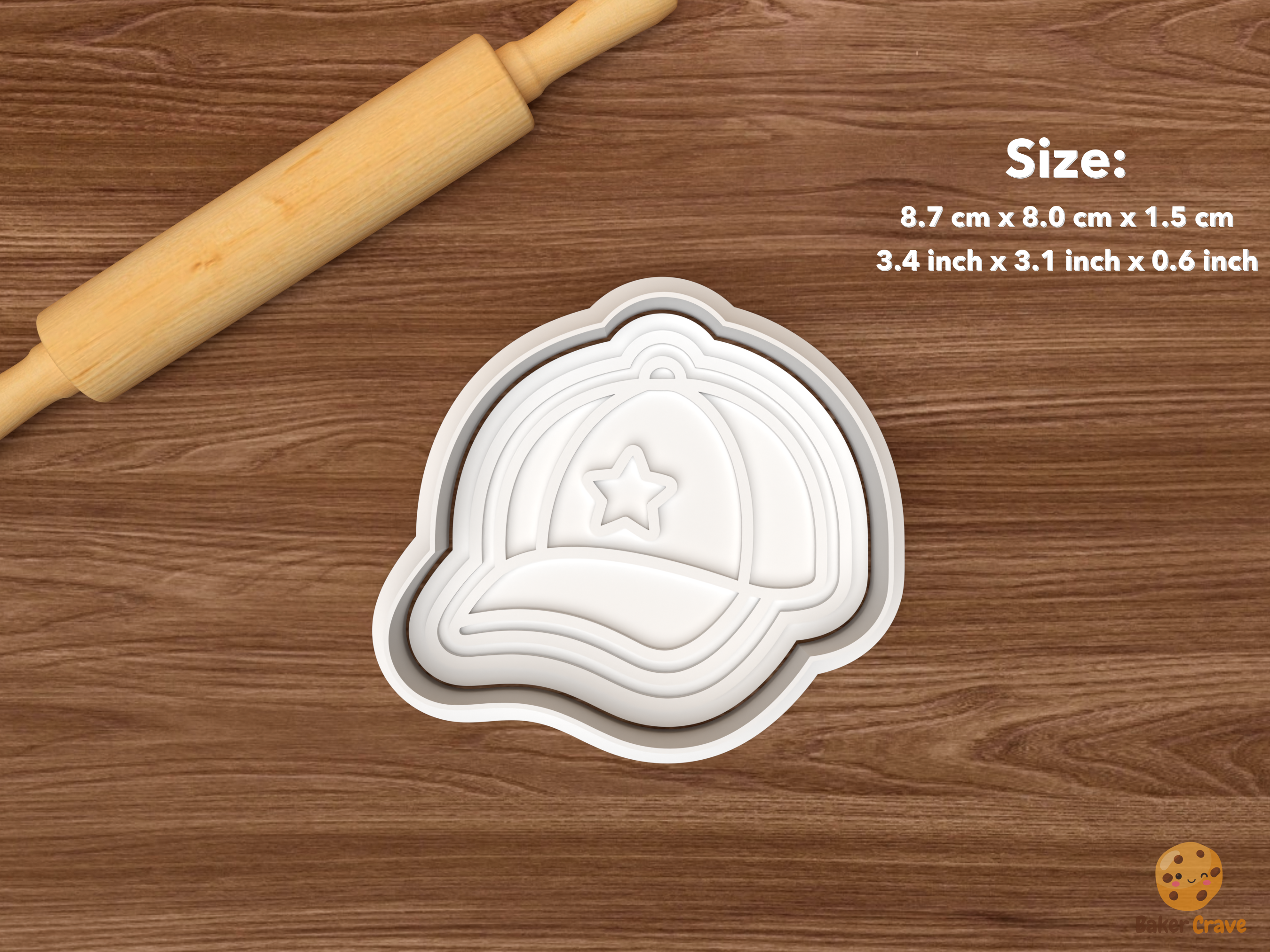 Baseball First Birthday Cookie Cutter Set STL File - single baseball cap