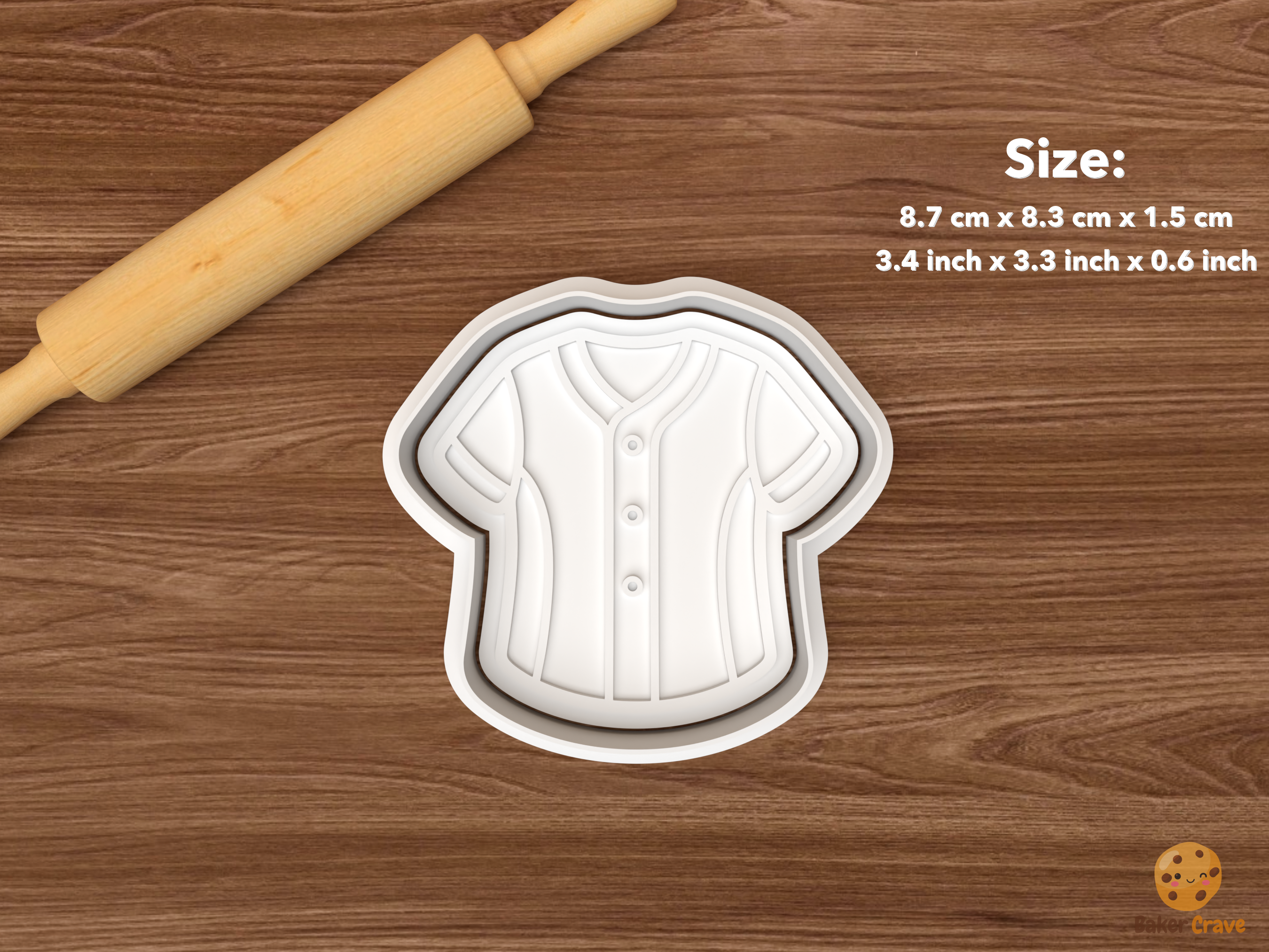 Baseball Cookie Cutter Set STL File - single baseball jersey