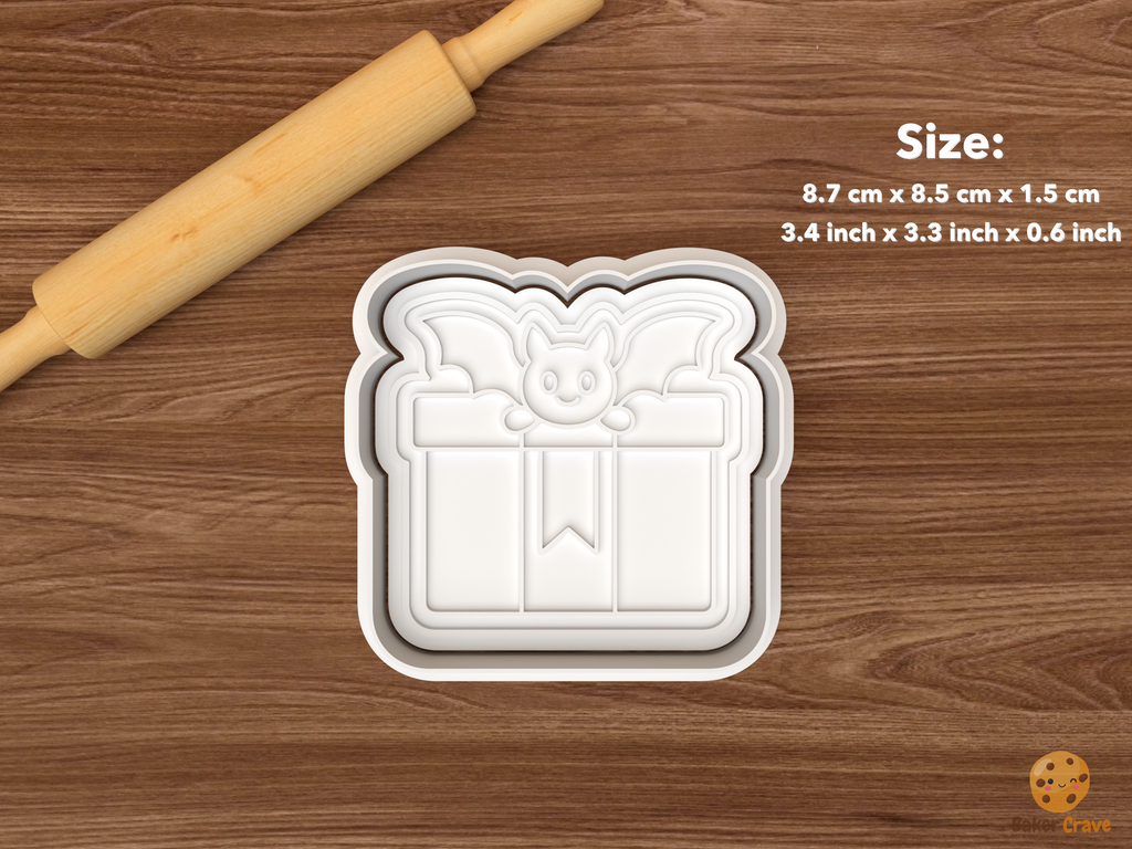 Halloween Birthday Party Cookie Cutter Set STL File - single bat gift box