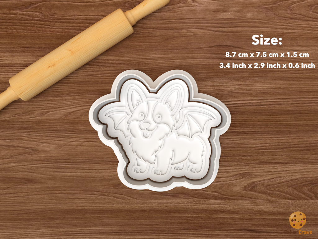 Halloween Corgi Dog Cookie Cutter Set STL File - single bat wing corgi