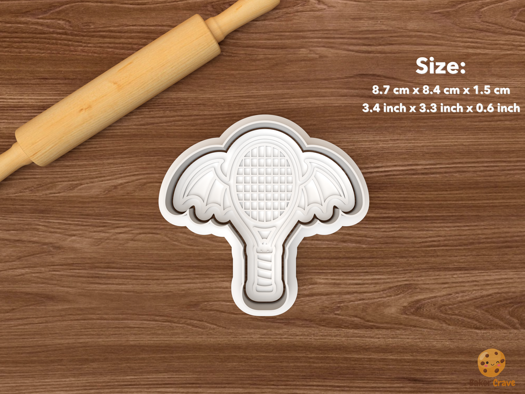 Halloween Tennis Cookie Cutter Set STL File - single bat wing tennis racket