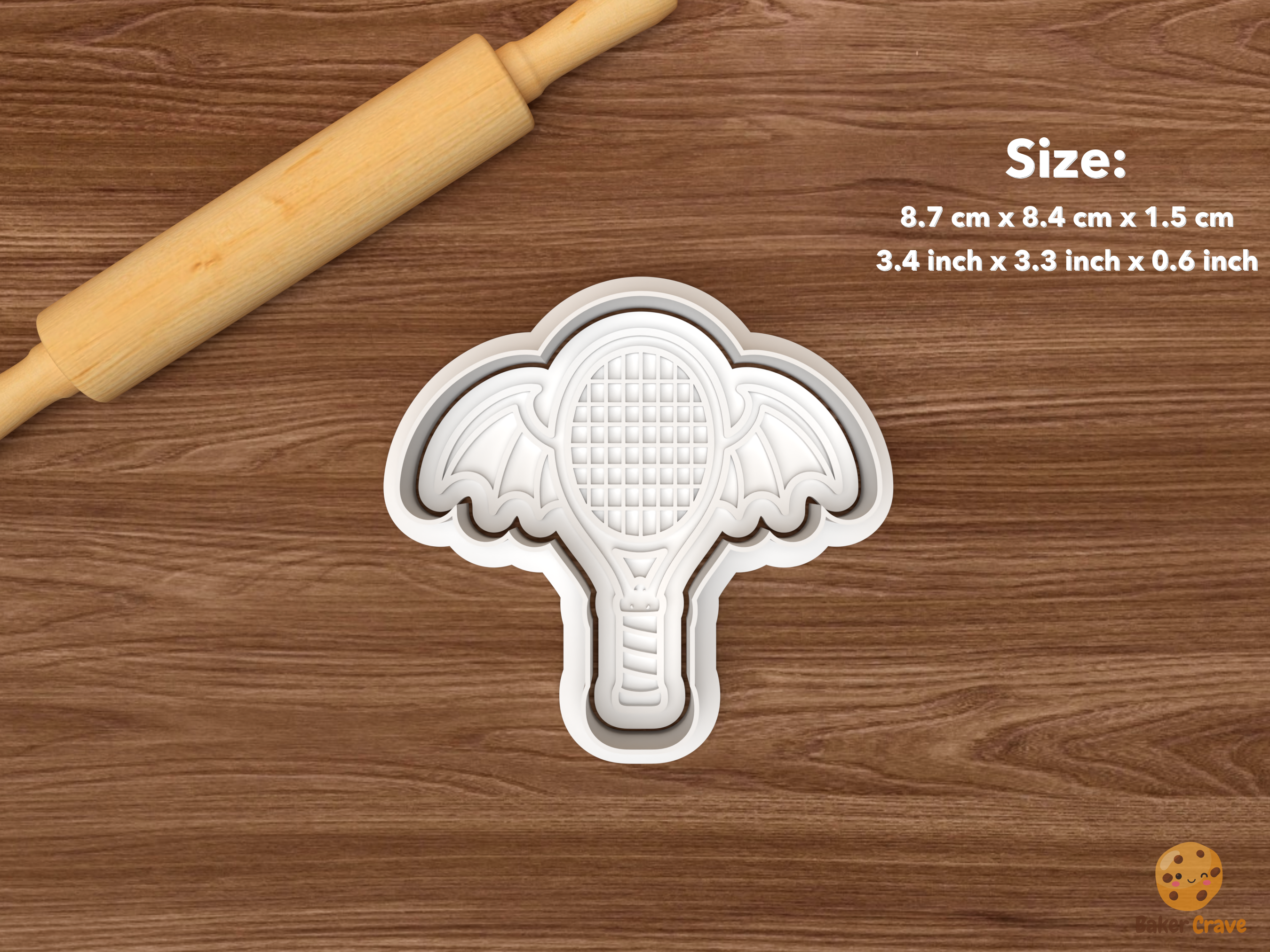 Halloween Tennis Cookie Cutter Set STL File - single bat wing tennis racket
