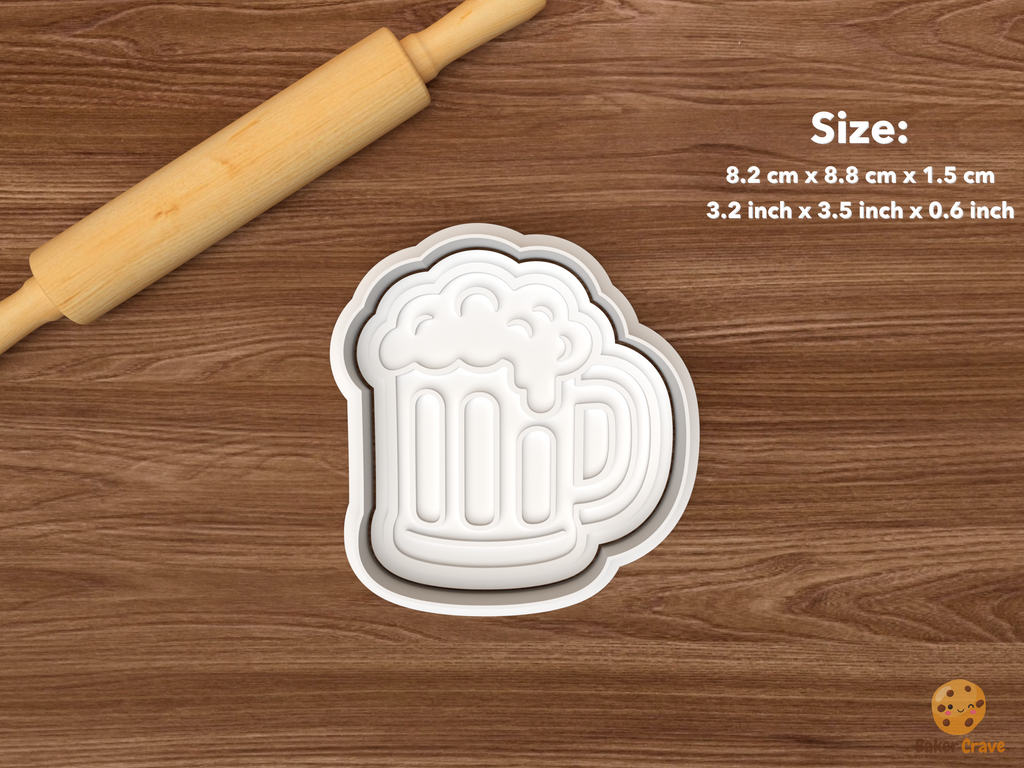 Beer & Cheers Dad Cookie Cutter Set STL File - single beer mug