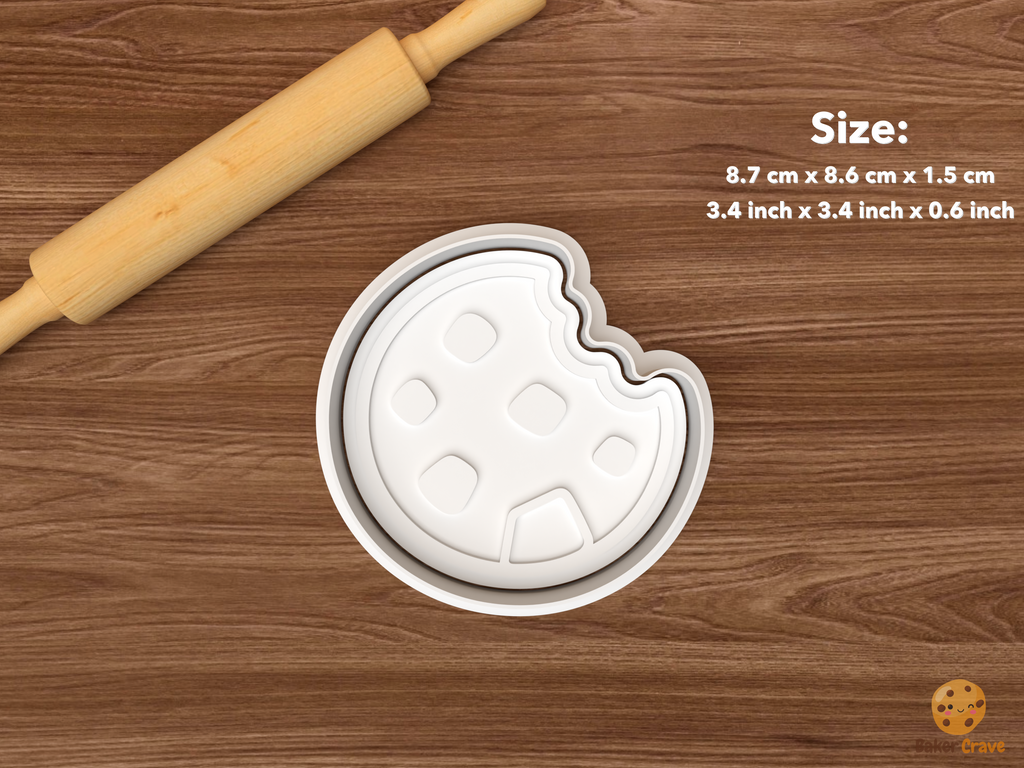 Cookie Jar Cookie Cutter Set STL File - single bitten chocolate chip cookie