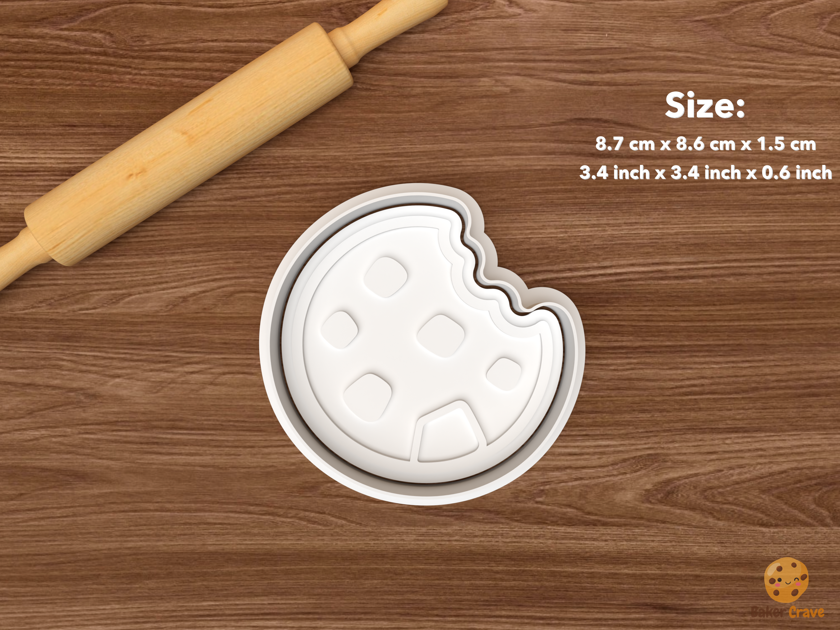 Cookie Jar Cookie Cutter Set STL File - single bitten chocolate chip cookie