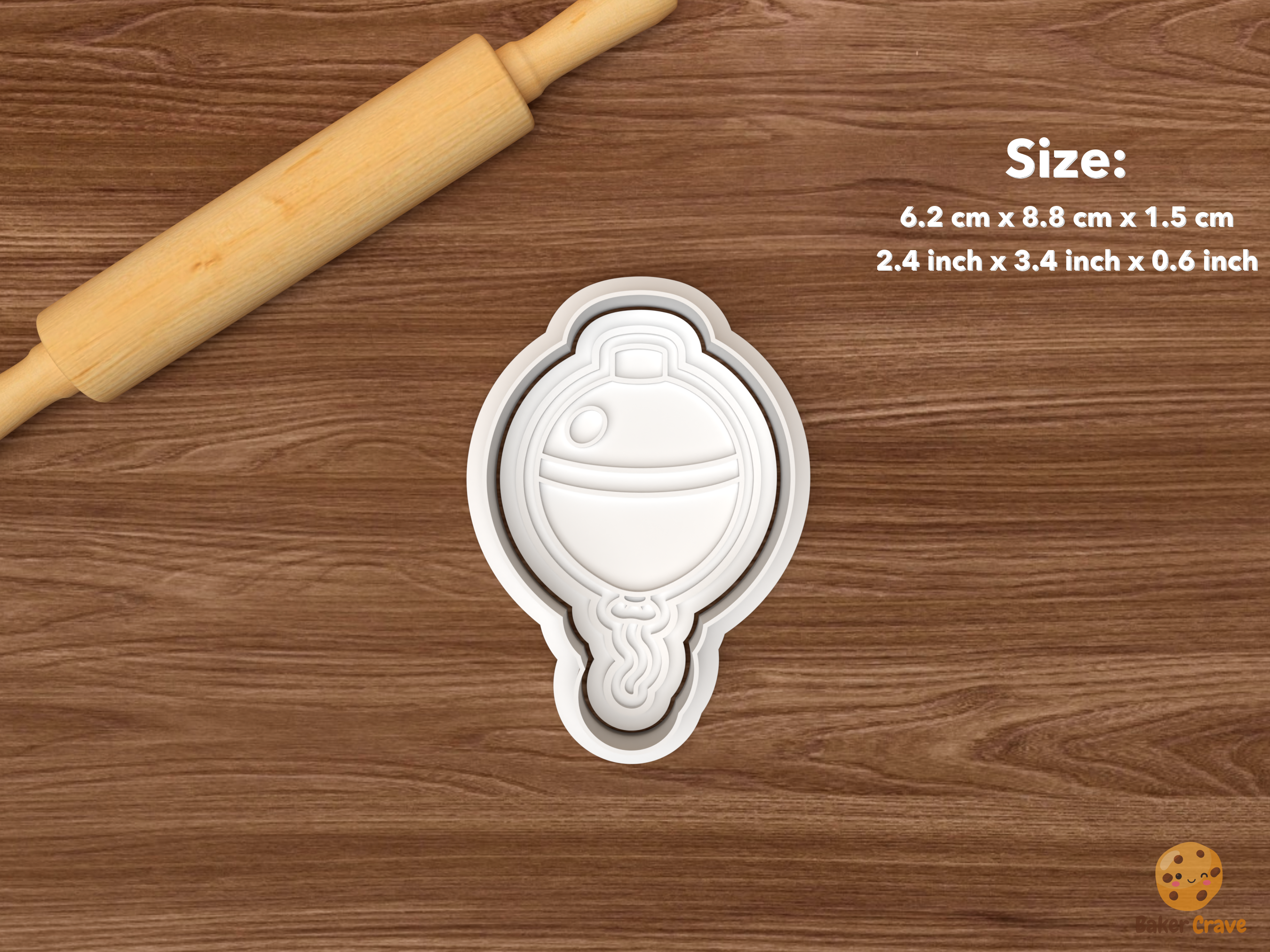 Fishing Birthday Cookie Cutter Set STL File - single bobber balloon