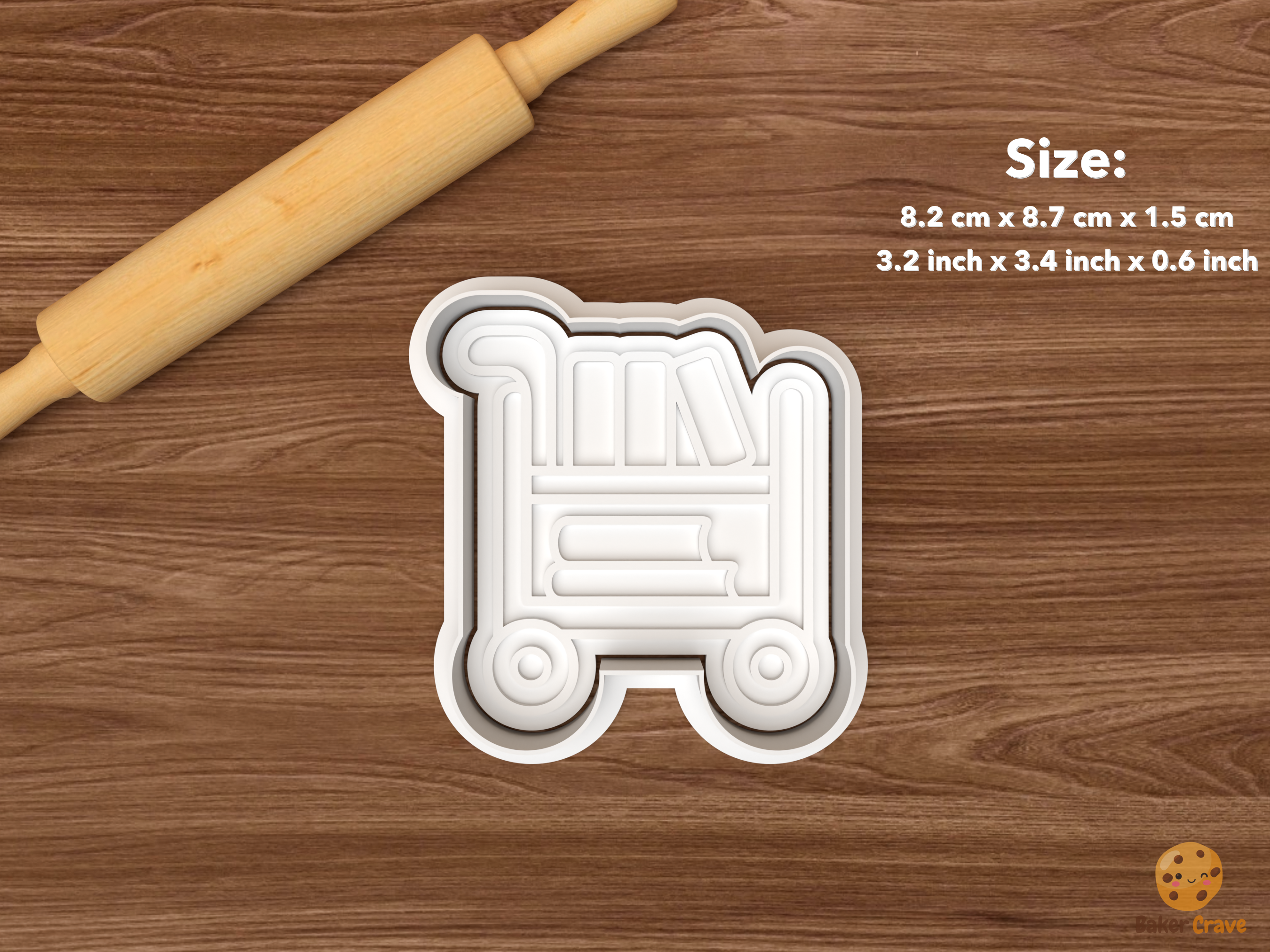 Librarian Cookie Cutter Set STL File - single book cart