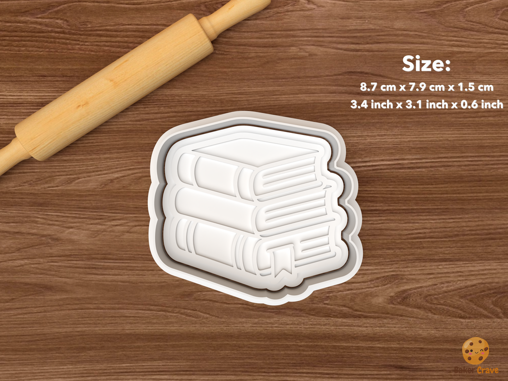 Back to School Cookie Cutter Set STL File - single book stack