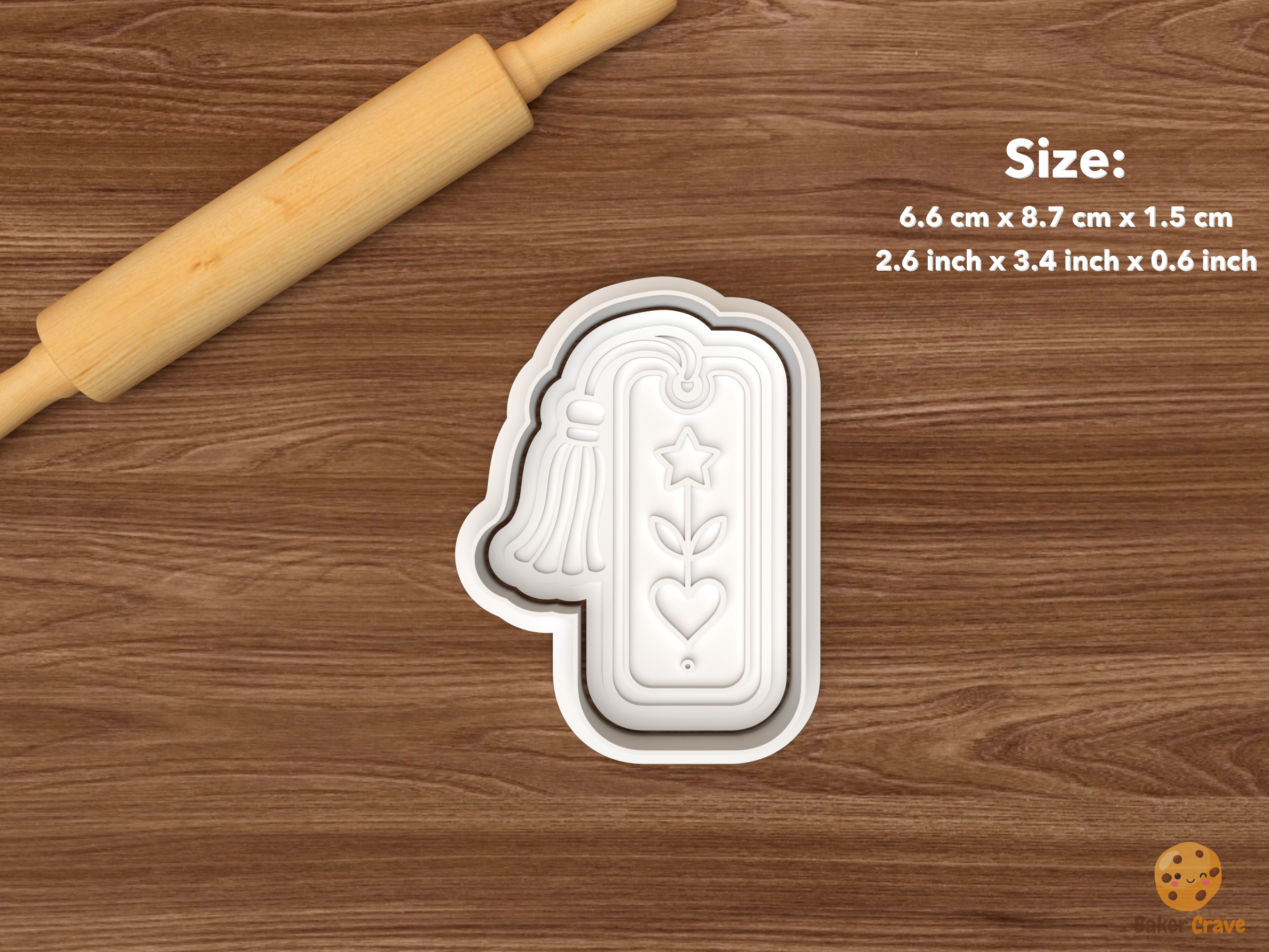 Book Lover Cookie Cutter Set STL File - single bookmark with tassel