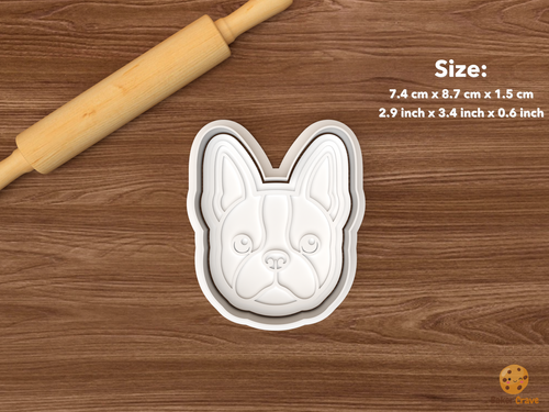 Boston Terrier Dog Cookie Cutter Set STL File - single boston terrier dog face