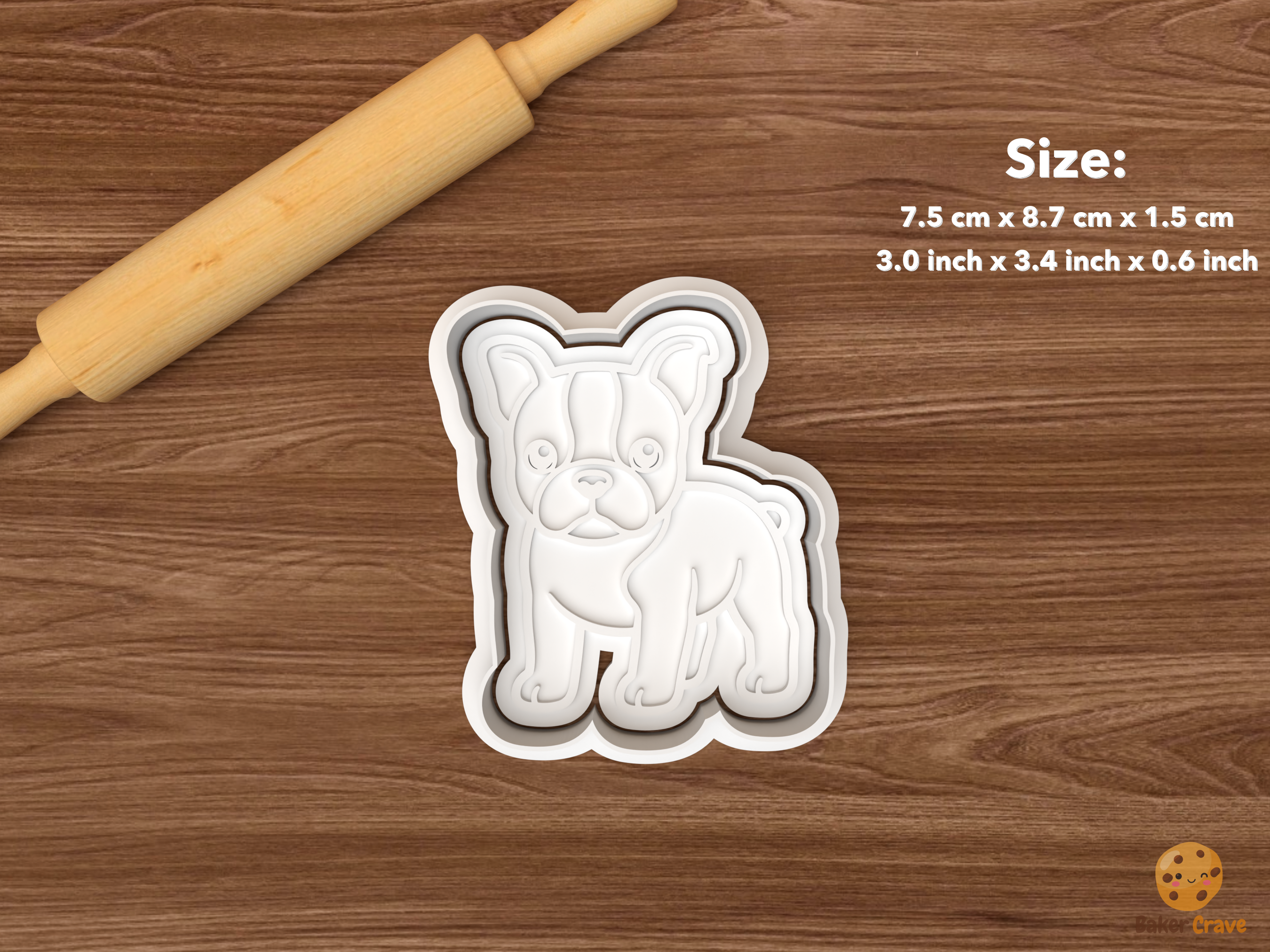 Boston Terrier Dog Cookie Cutter Set STL File - single boston terrier puppy