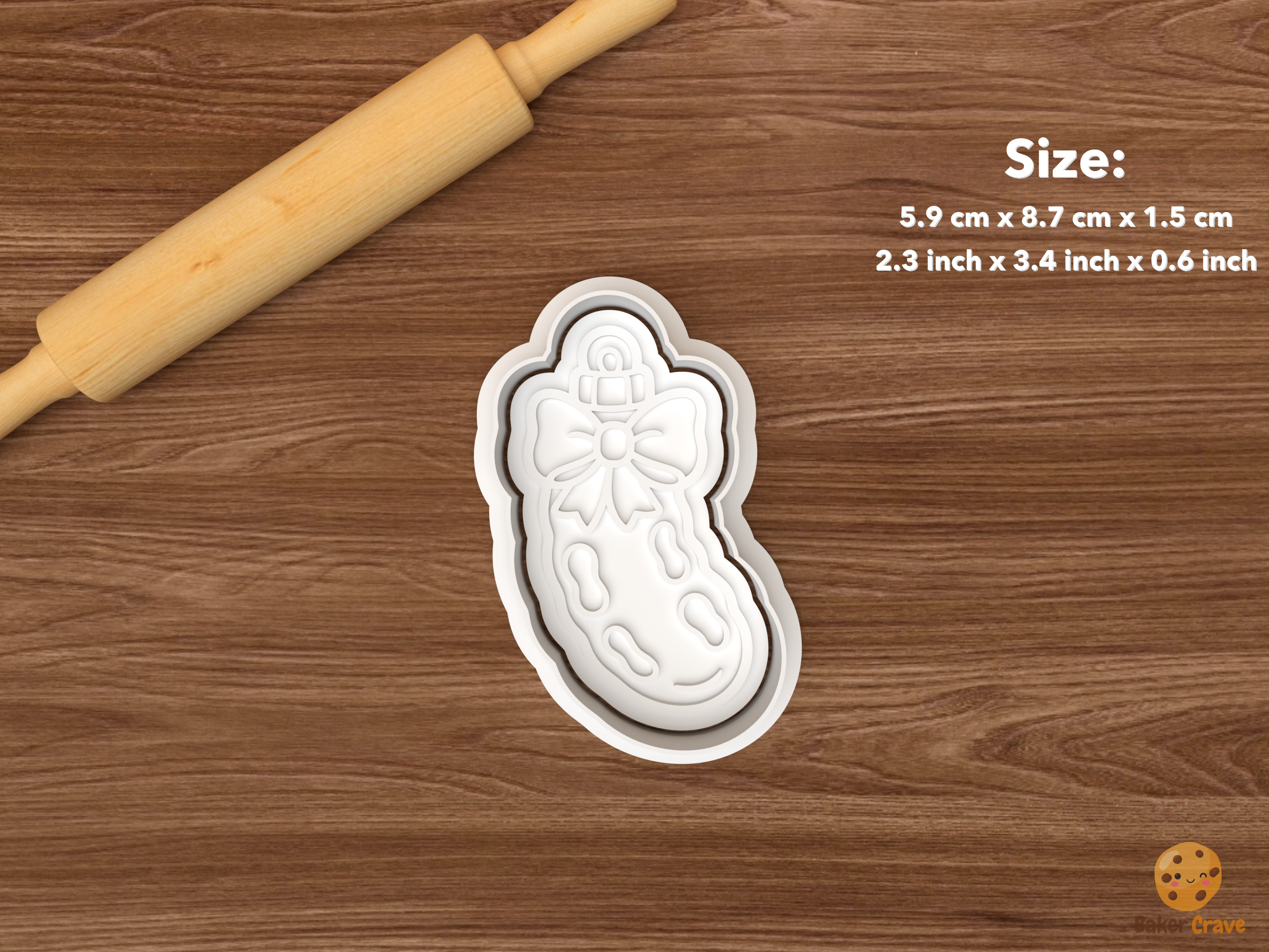 Christmas Pickle Hunt Cookie Cutter Set STL File - single bow pickle ornament