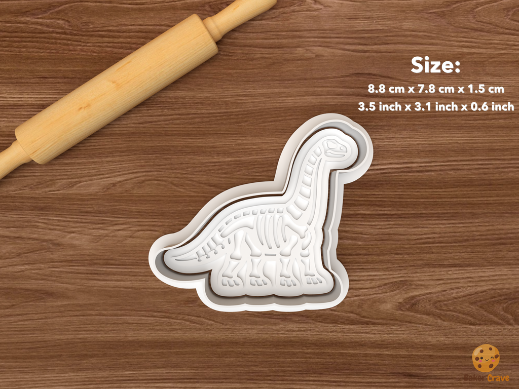 Dinosaur Fossil Cookie Cutter Set STL File - single brachiosaurus fossil