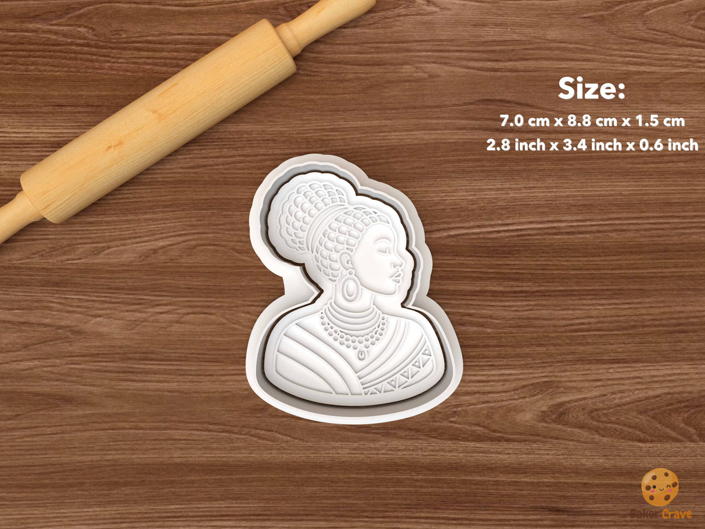 African Woman Cookie Cutter Set STL File - single braided bun woman