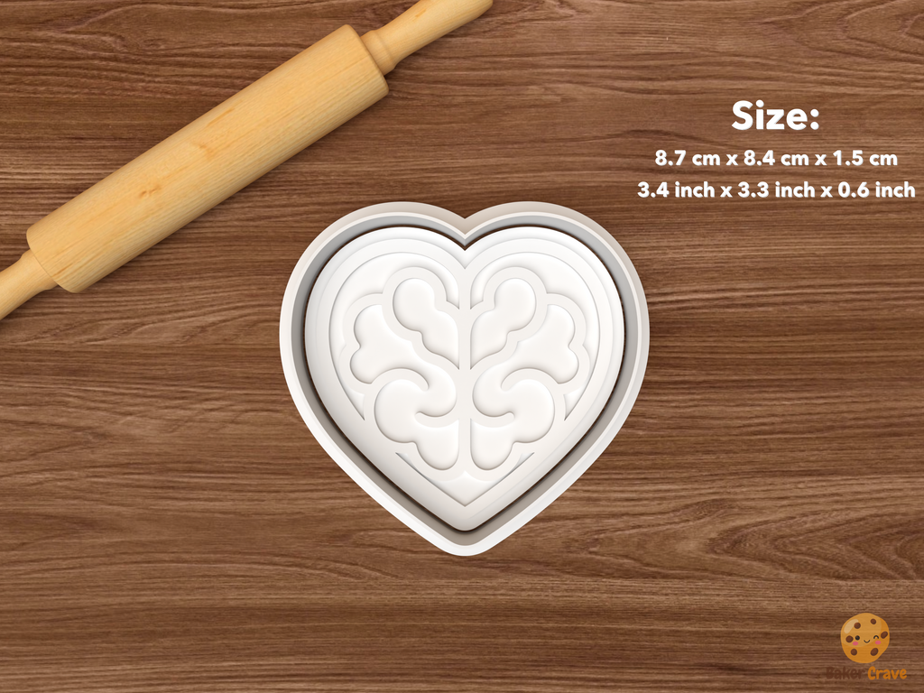 Calm Mind Awareness Cookie Cutter Set STL File - single brain heart