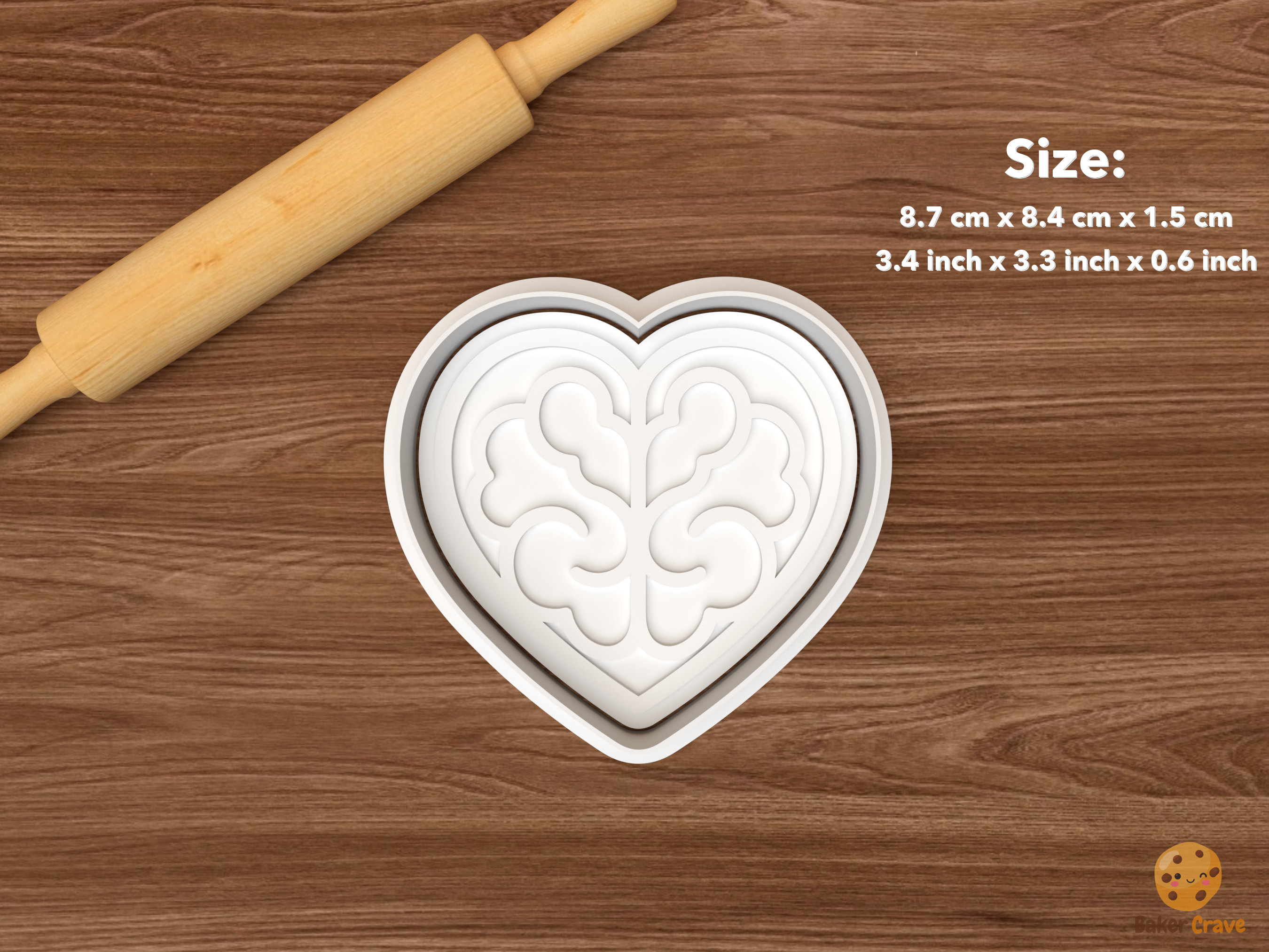 Calm Mind Awareness Cookie Cutter Set STL File - single brain heart