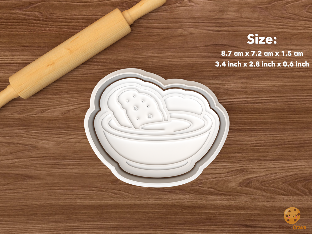 Olive Oil Deli Cookie Cutter Set STL File - single bread and dipping bowl
