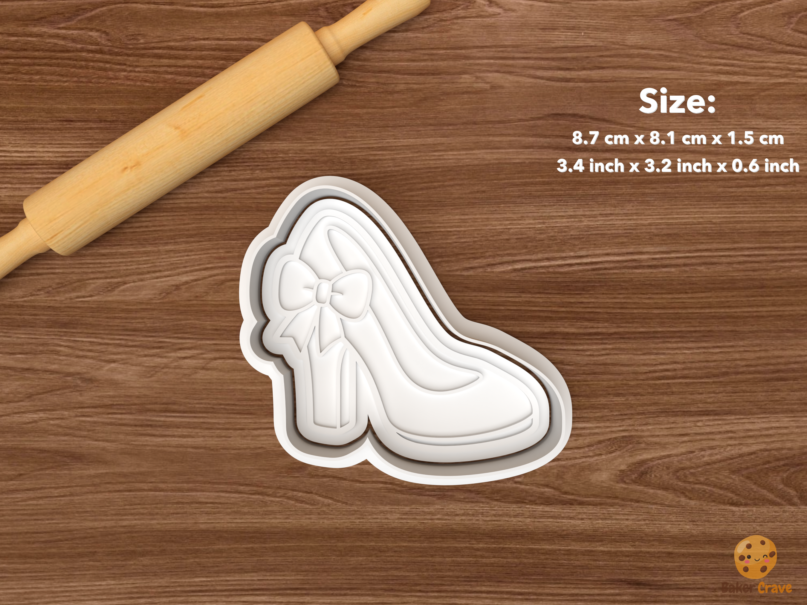 Something Blue Bridal Cookie Cutter Set STL File - single bridal high heel