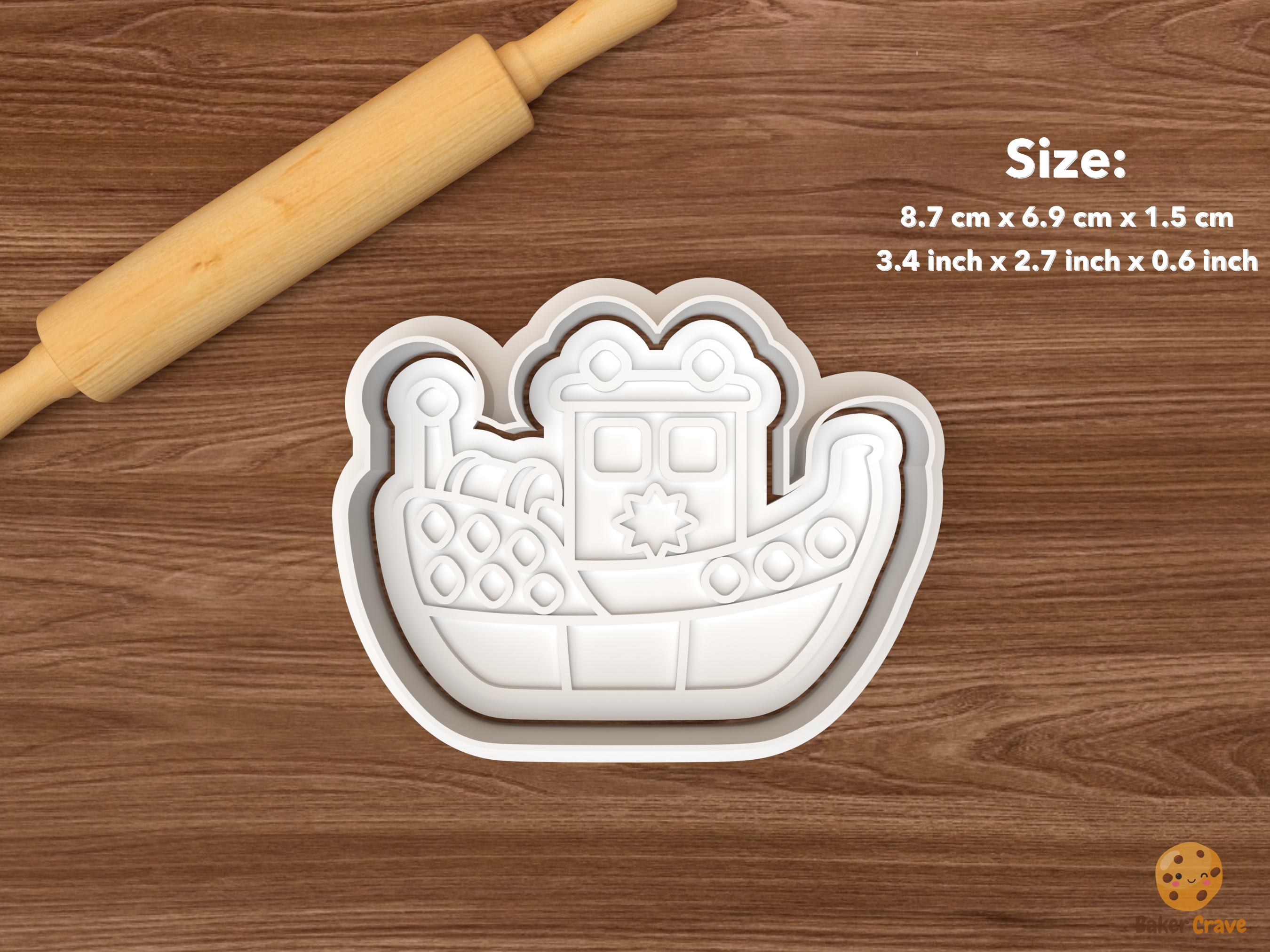 Greek Christmas Boat Cookie Cutter Set STL File - single cabin boat with lights and star