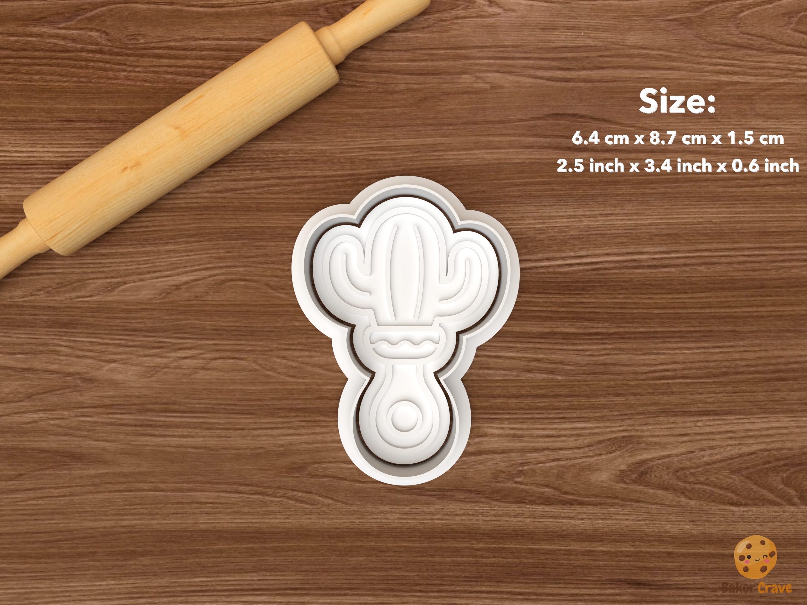 Western Baby Shower Cookie Cutter Set STL File - single cactus rattle