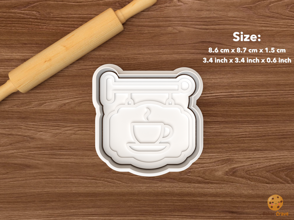 Coffee Shop Cookie Cutter Set STL File - single cafe sign