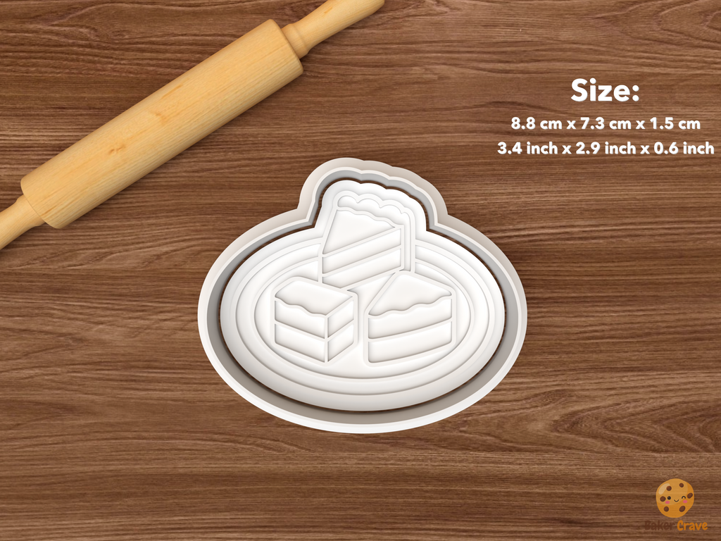 Cake Tasting Bridal Cookie Cutter Set STL File - single cake tasting plate