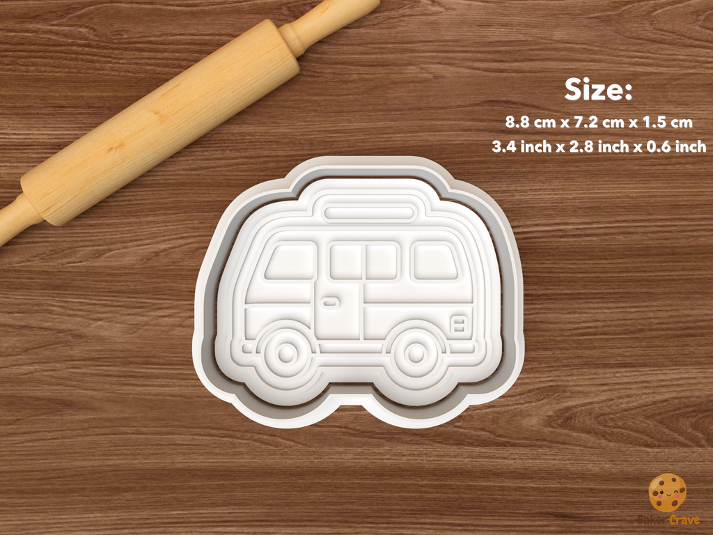 Camping First Birthday Cookie Cutter Set STL File - single camper van