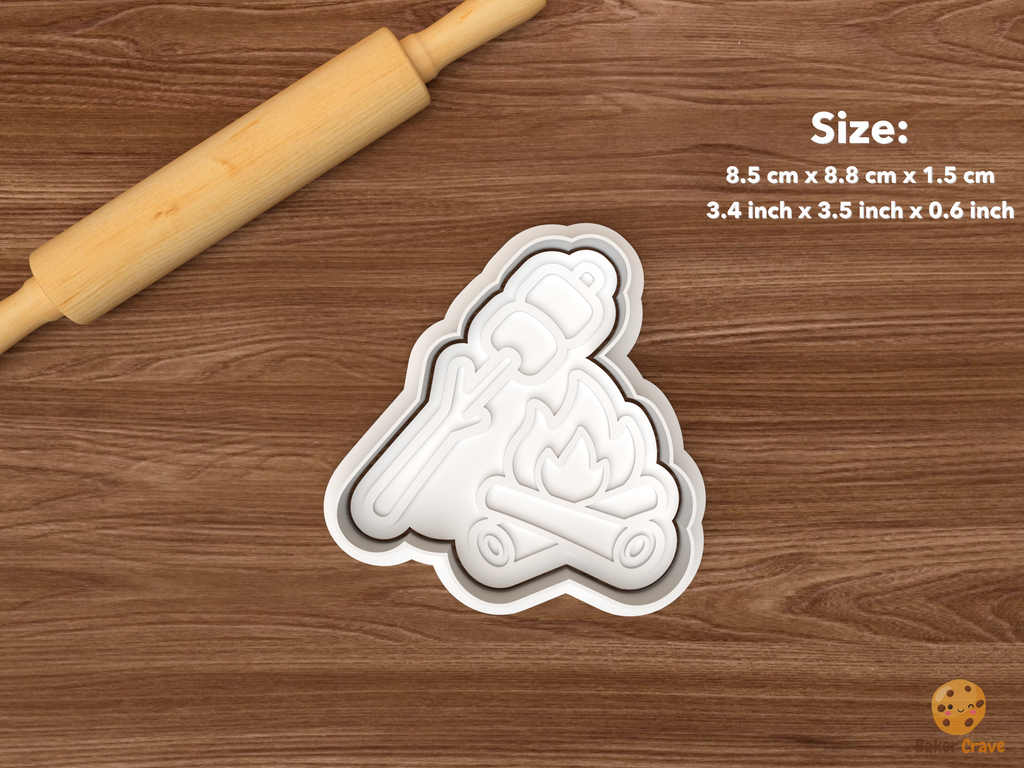 Camping Cookie Cutter Set STL File - single campfire marshmallow