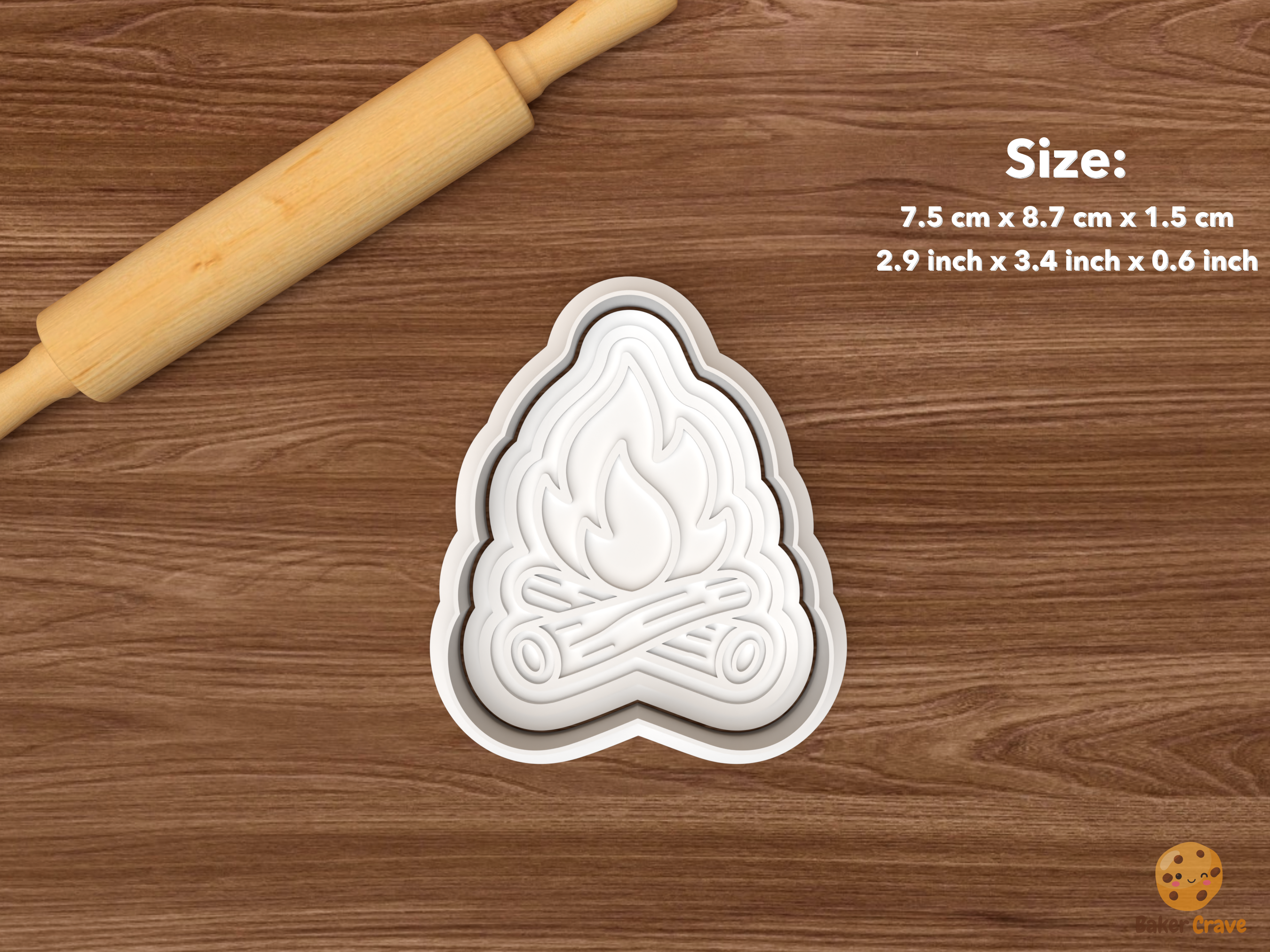 Camping Essentials Cookie Cutter Set STL File - single campfire