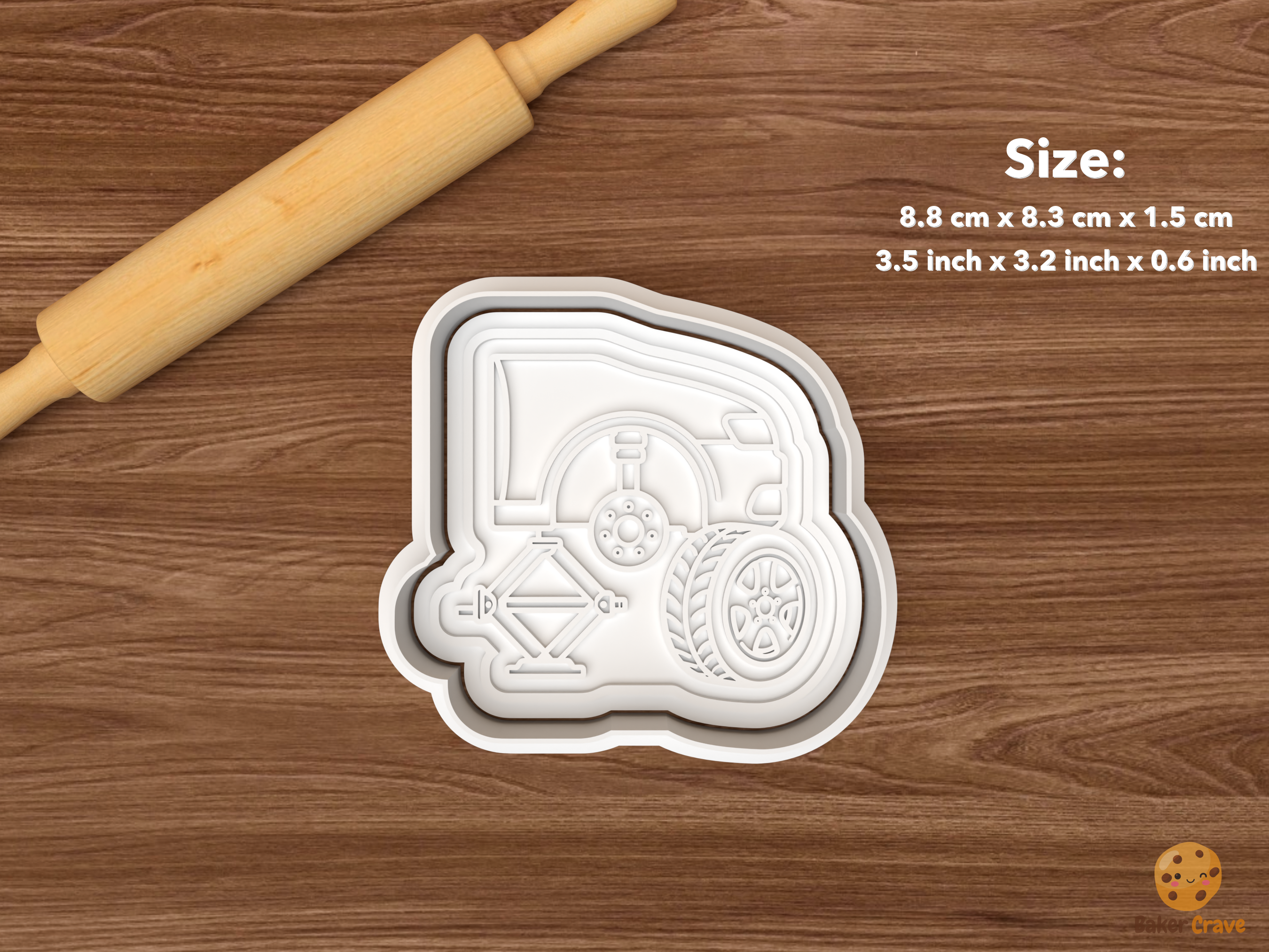 Tire Repair Cookie Cutter Set STL File - single car repair scene