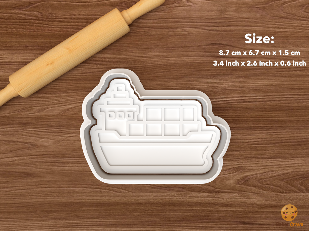 Cargo Ship Maritime Cookie Cutter Set STL File - single cargo ship