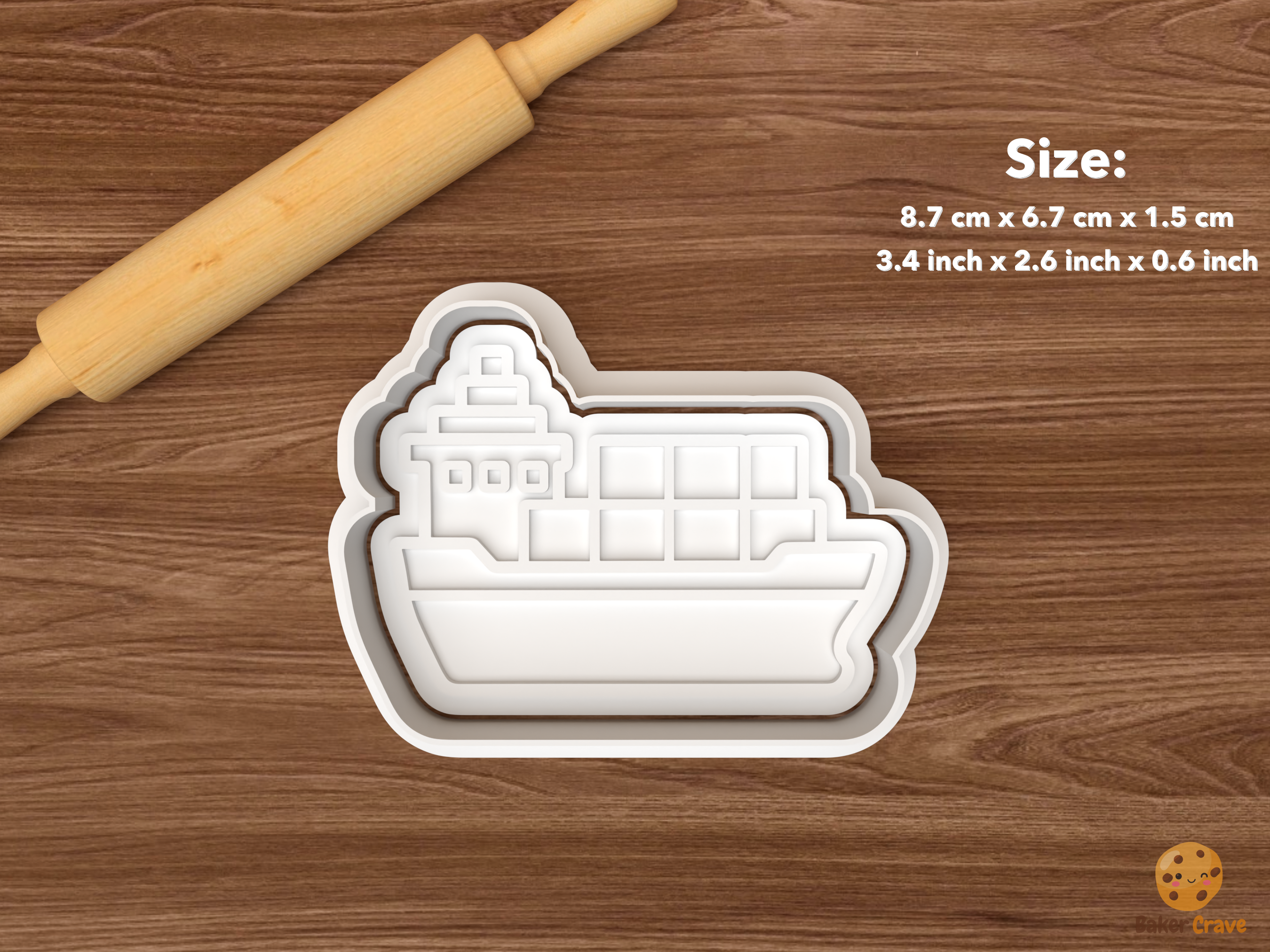 Cargo Ship Maritime Cookie Cutter Set STL File - single cargo ship