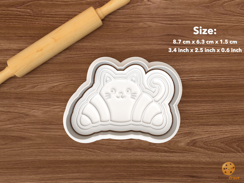 Spooky Cat Café Cookie Cutter Set STL File - single cat croissant
