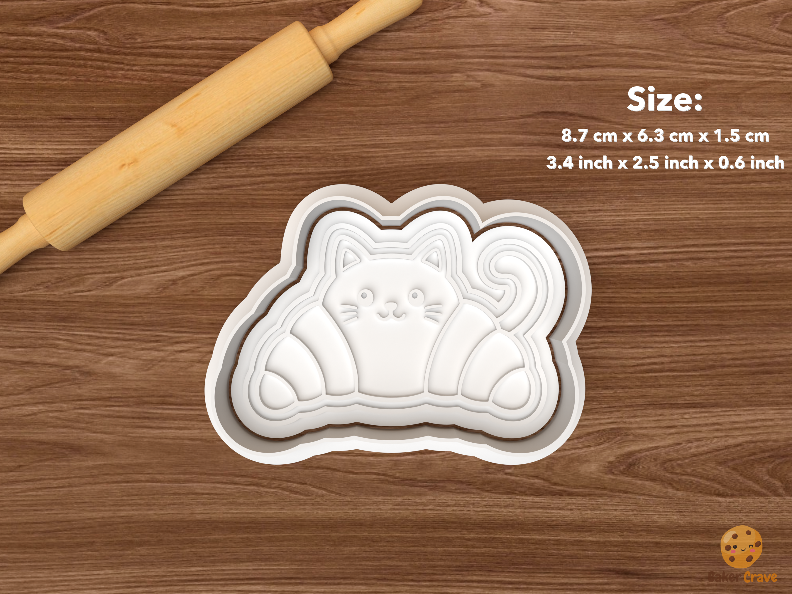 Spooky Cat Café Cookie Cutter Set STL File - single cat croissant