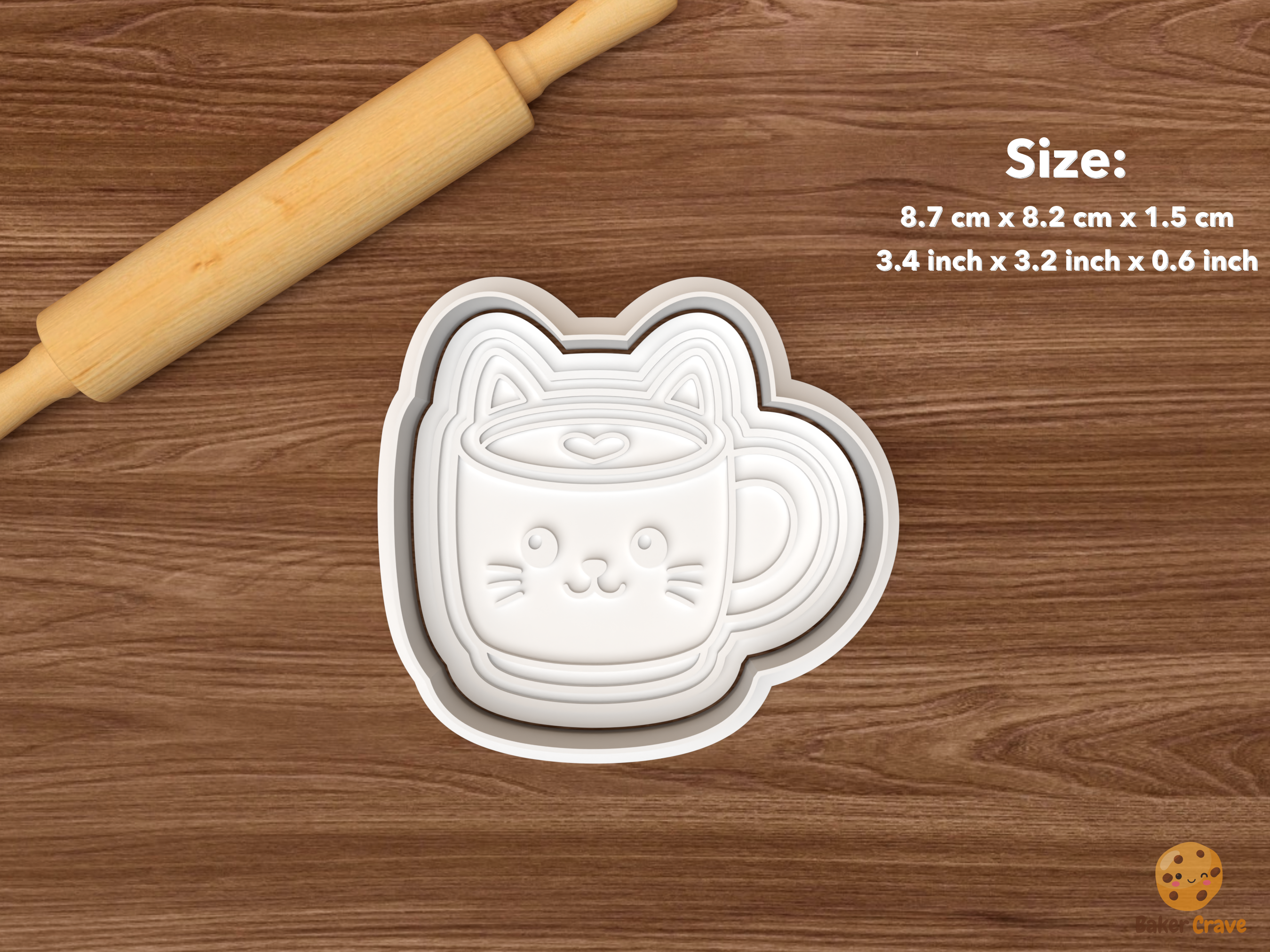 Spooky Cat Café Cookie Cutter Set STL File - single cat ear mug