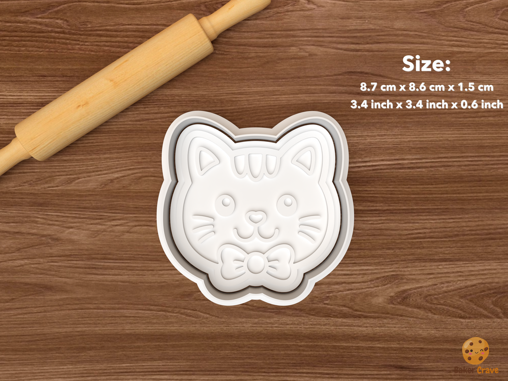 Cat Birthday Cookie Cutter Set STL File - single cat face