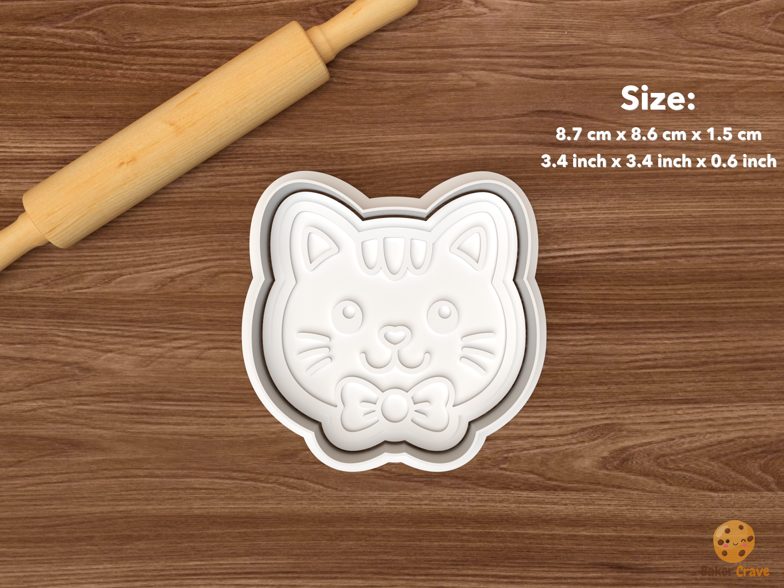 Cat Birthday Cookie Cutter Set STL File - single cat face