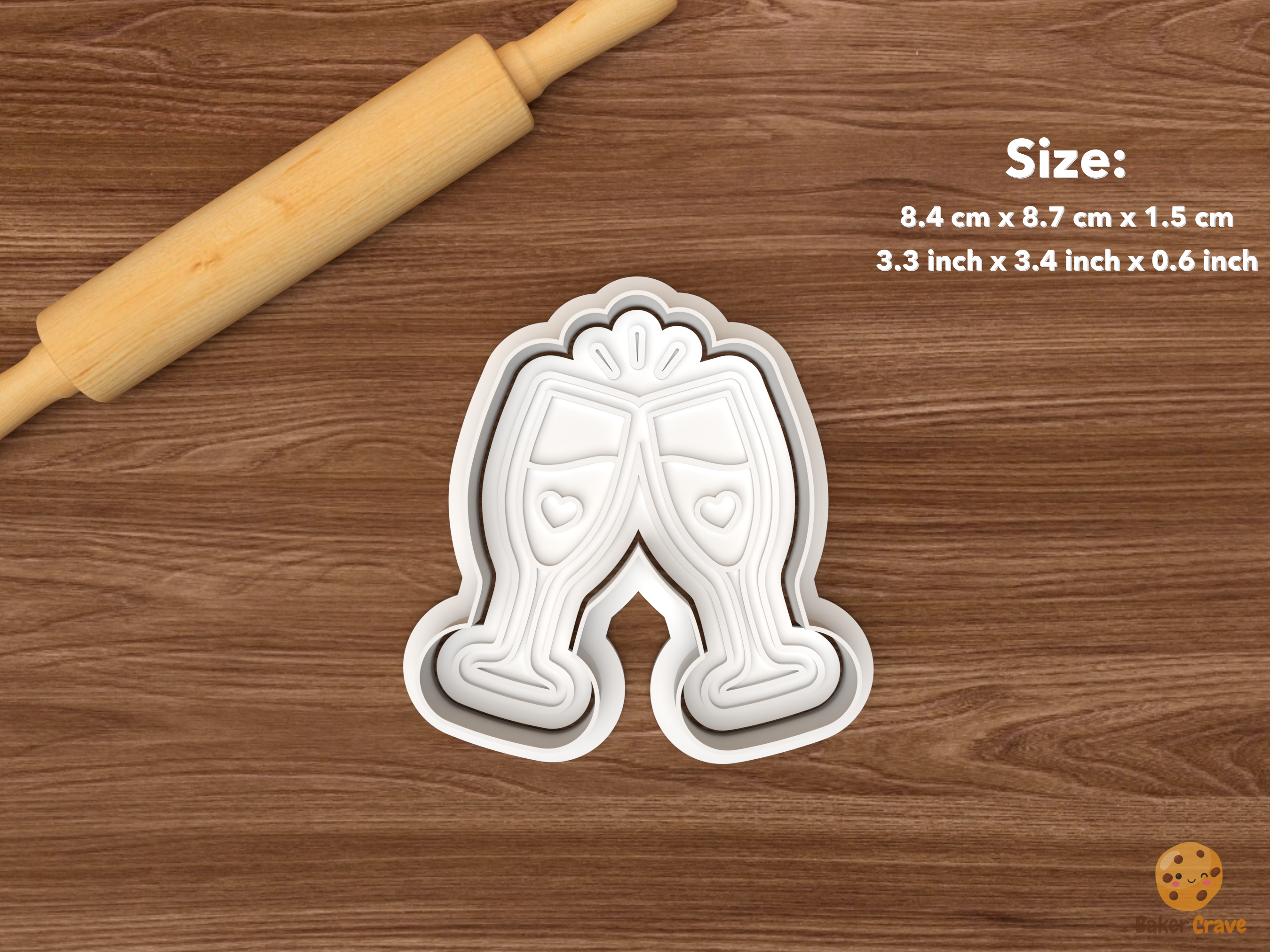 She Said Yes Cookie Cutter Set STL File - single champagne glasses
