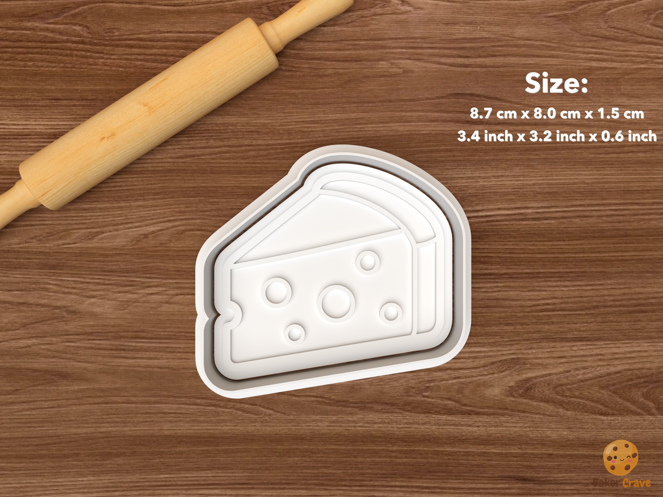 Wine and Cheese Cookie Cutter Set STL File - single cheese wedge